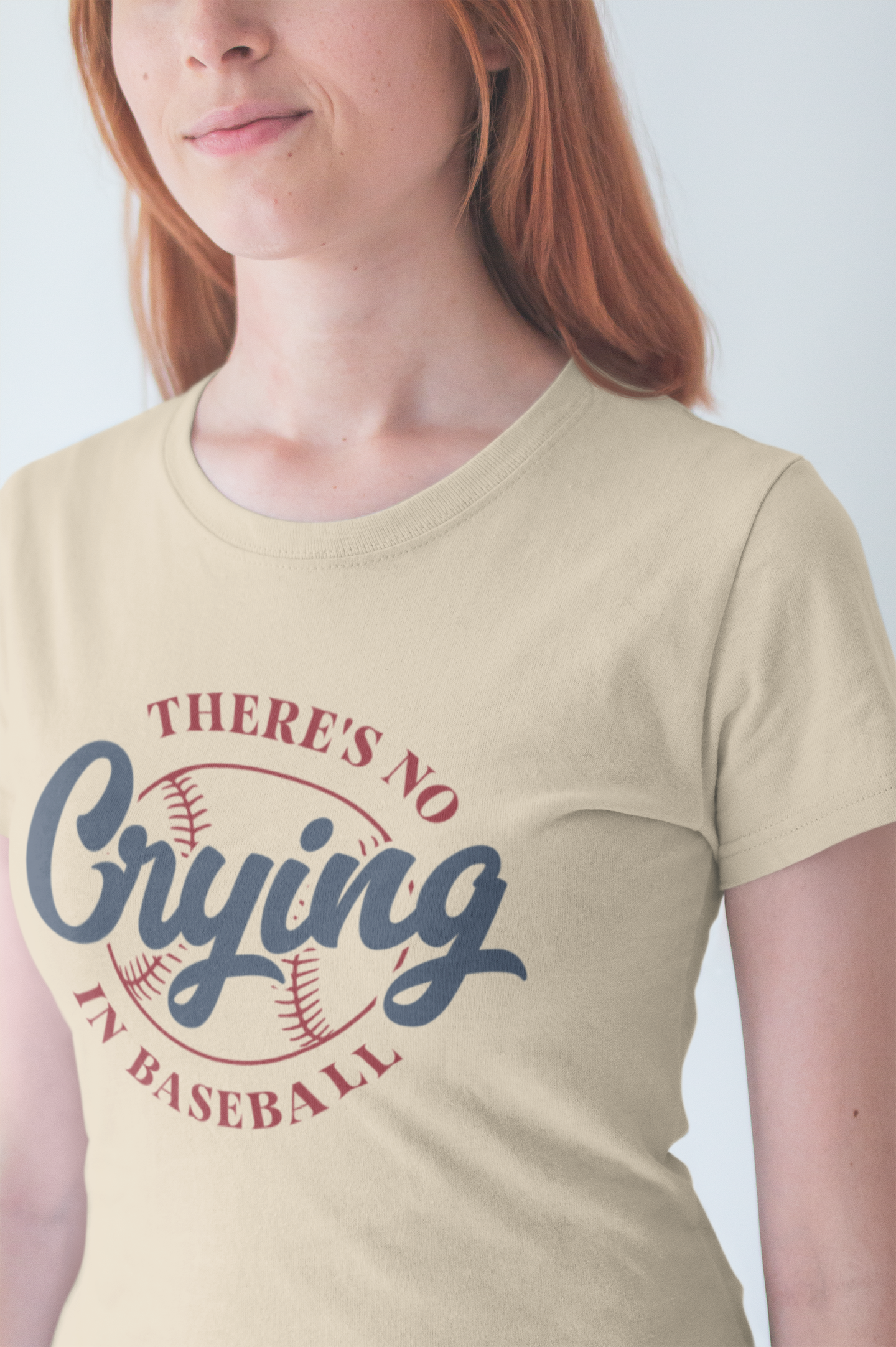 Baseball tshirt -Theres No Crying In Baseball Tshirt Large Baseball Outline with Crying Text Humor