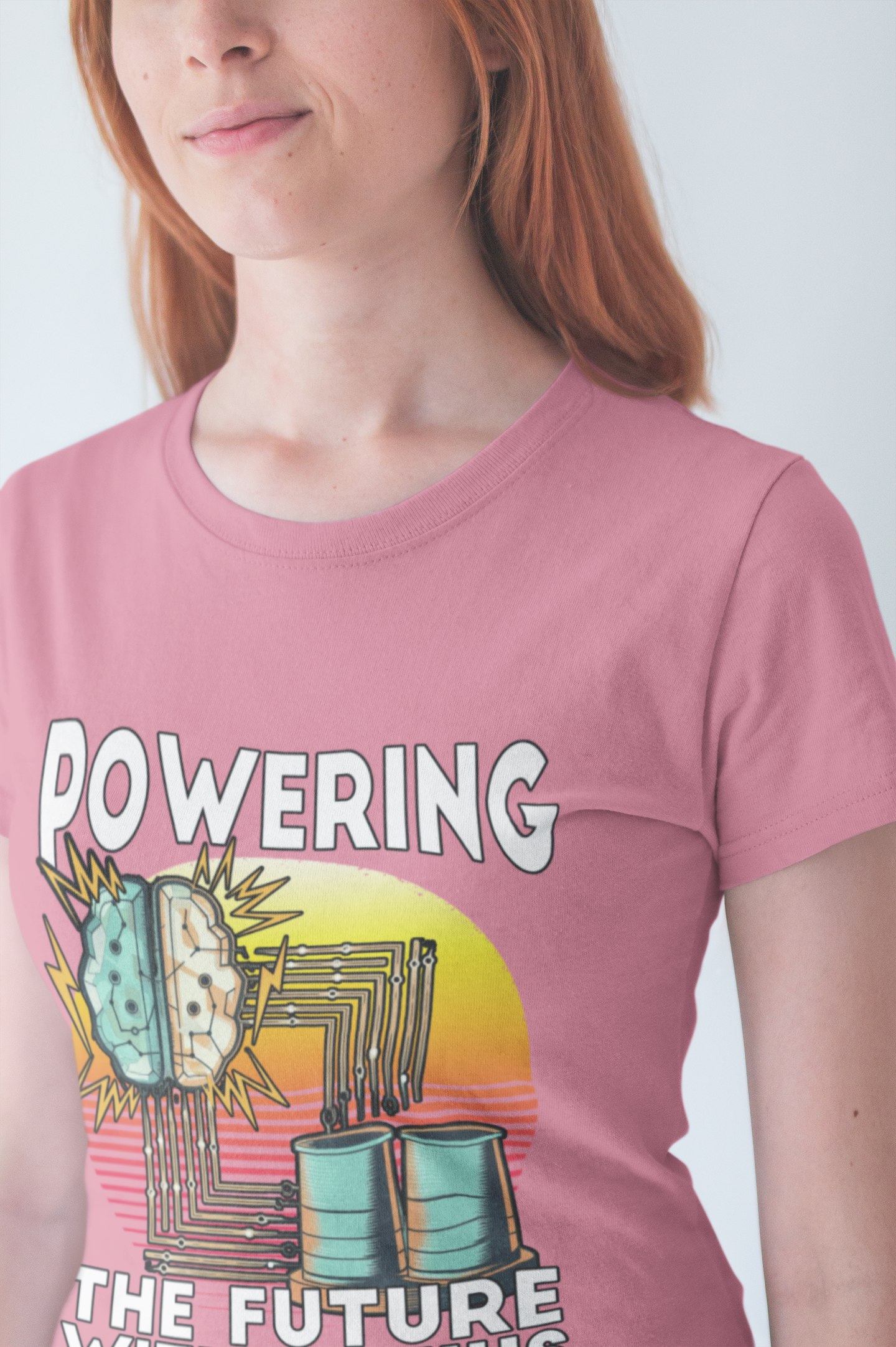 Powering the Future with Genius Tshirt – AI Brain and Tesla Turbines Graphic
