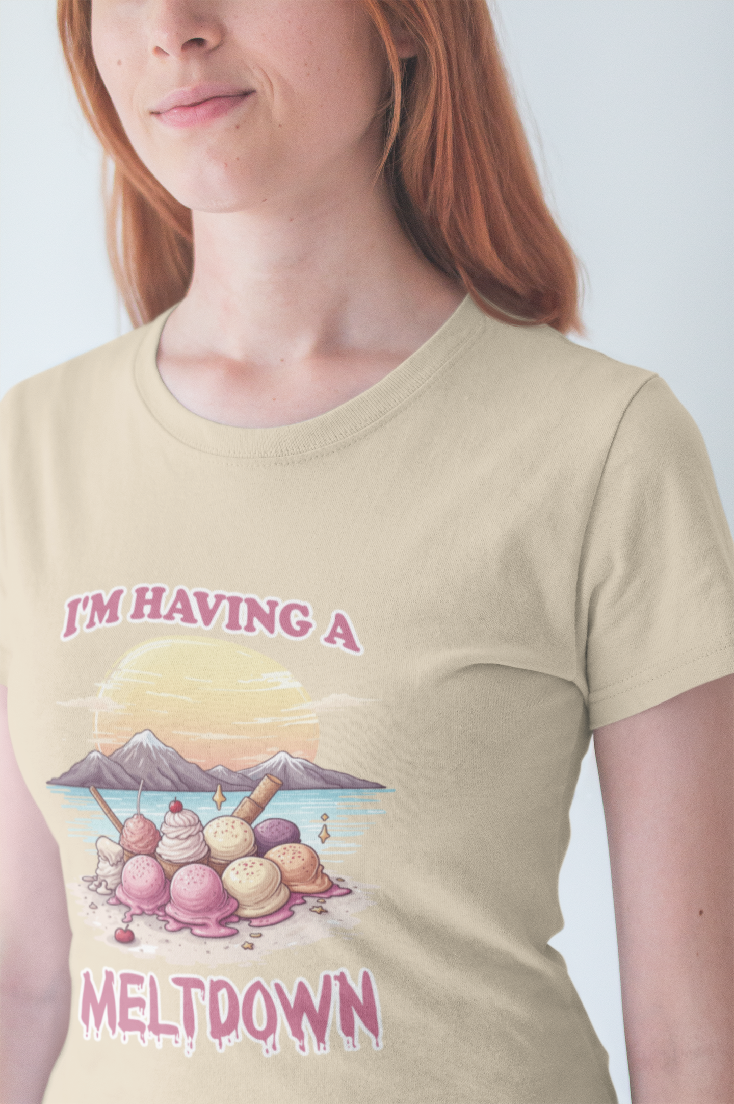 Im Having a Meltdown Tshirt Melting Ice Cream Scoops Beach Glacier Sunset Design