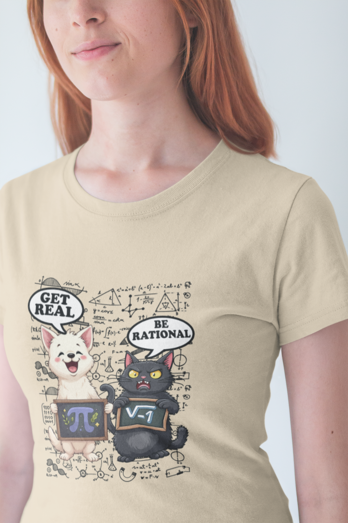 Math Cat Joke Shirt – Get Real Pi and Be Rational Square Root Design
