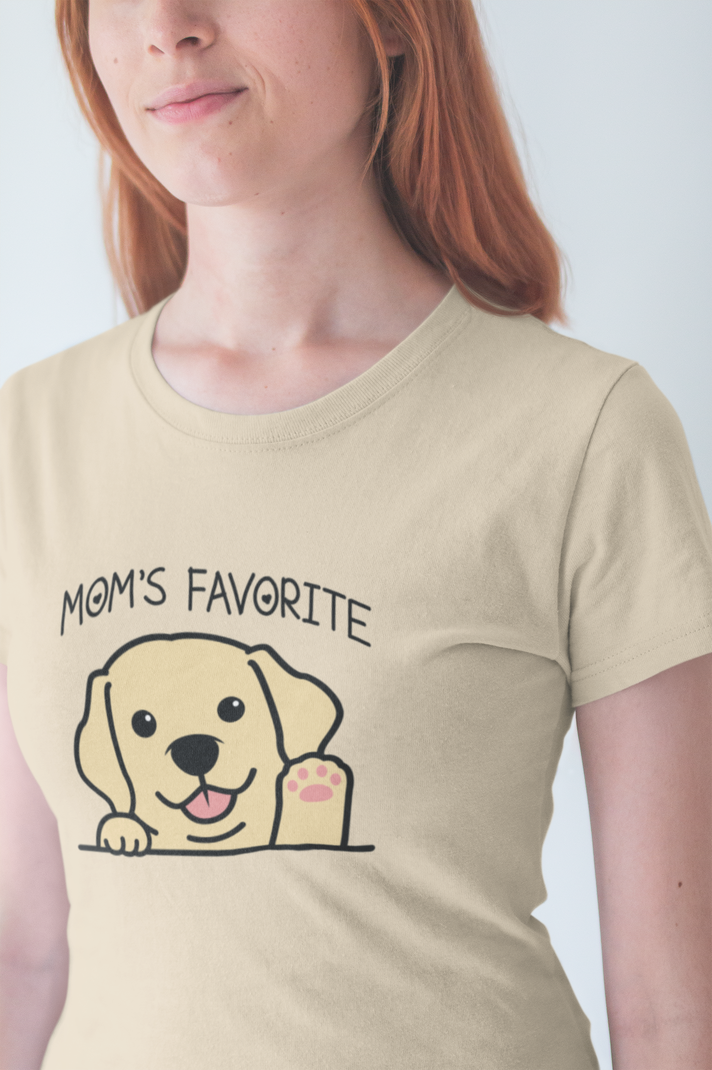 Moms Favorite Dog Waving Paw Tshirt Cute Happy Canine Design