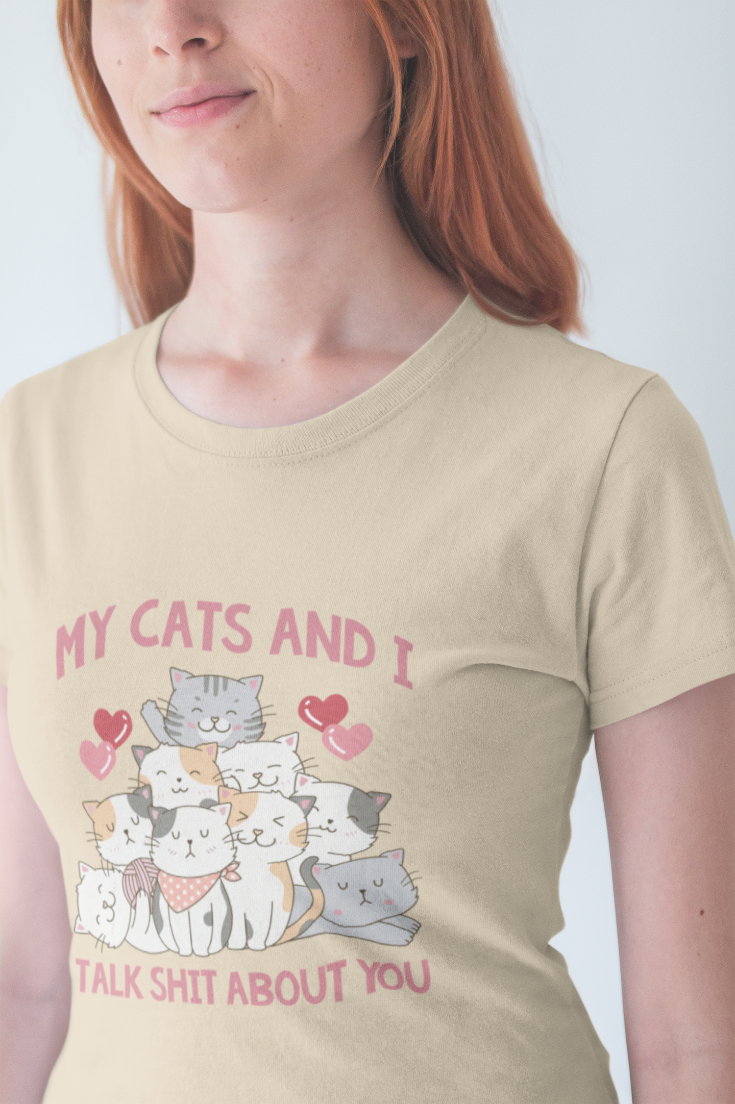 My Cats And I Talk Shit Tshirt Group of Cats Funny Sarcastic Text Design
