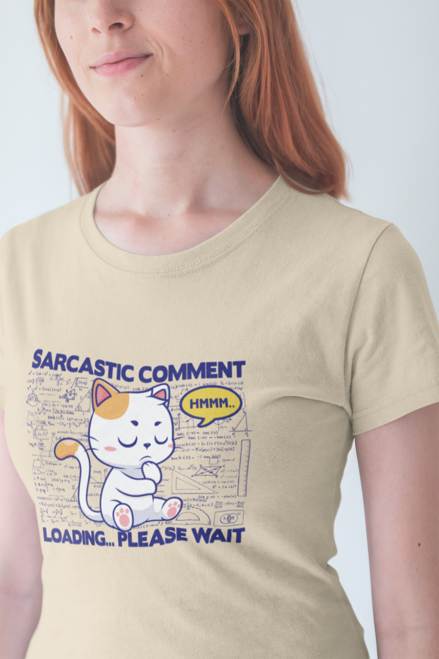 Sarcastic Comment Loading Tshirt Cat - Math Diagrams Formula Graphic