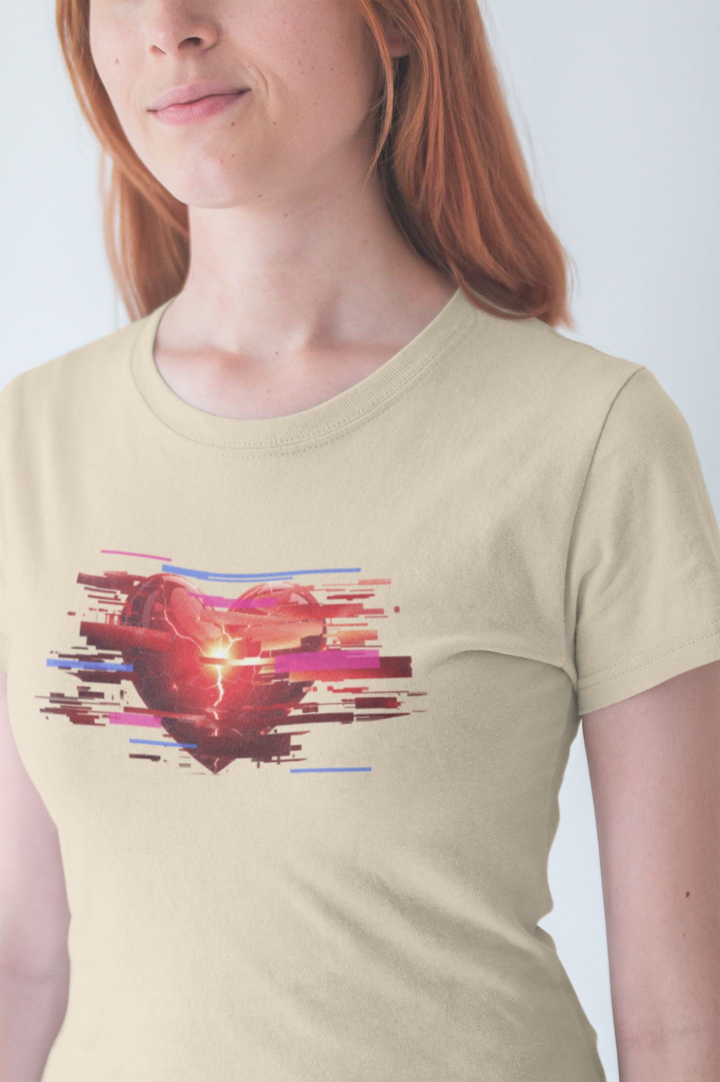 Glitch Heart – Modern Art Heart with Color Patch Rectangles Graphic T-Shirt