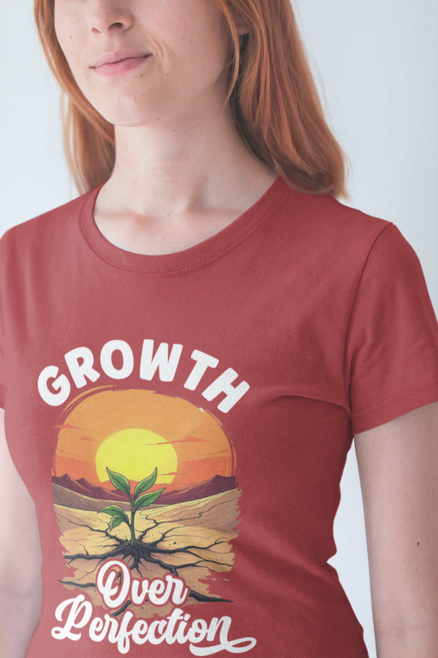 Growth Over Perfection Motivational T-Shirt – Sunrise Plant Design
