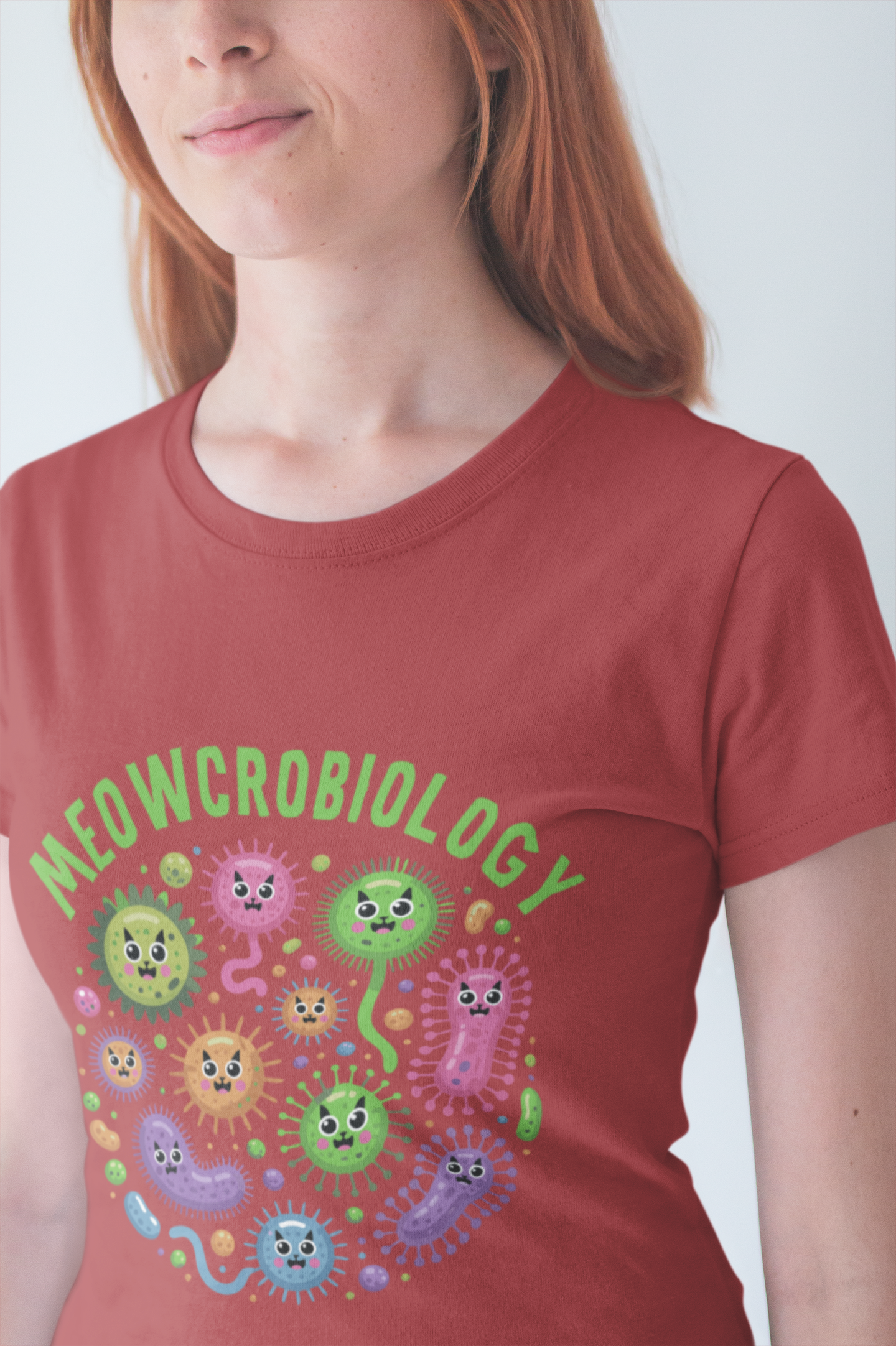 Science Biology Meowcrobiology Tshirt – Cat-Faced Microorganisms Science Pun