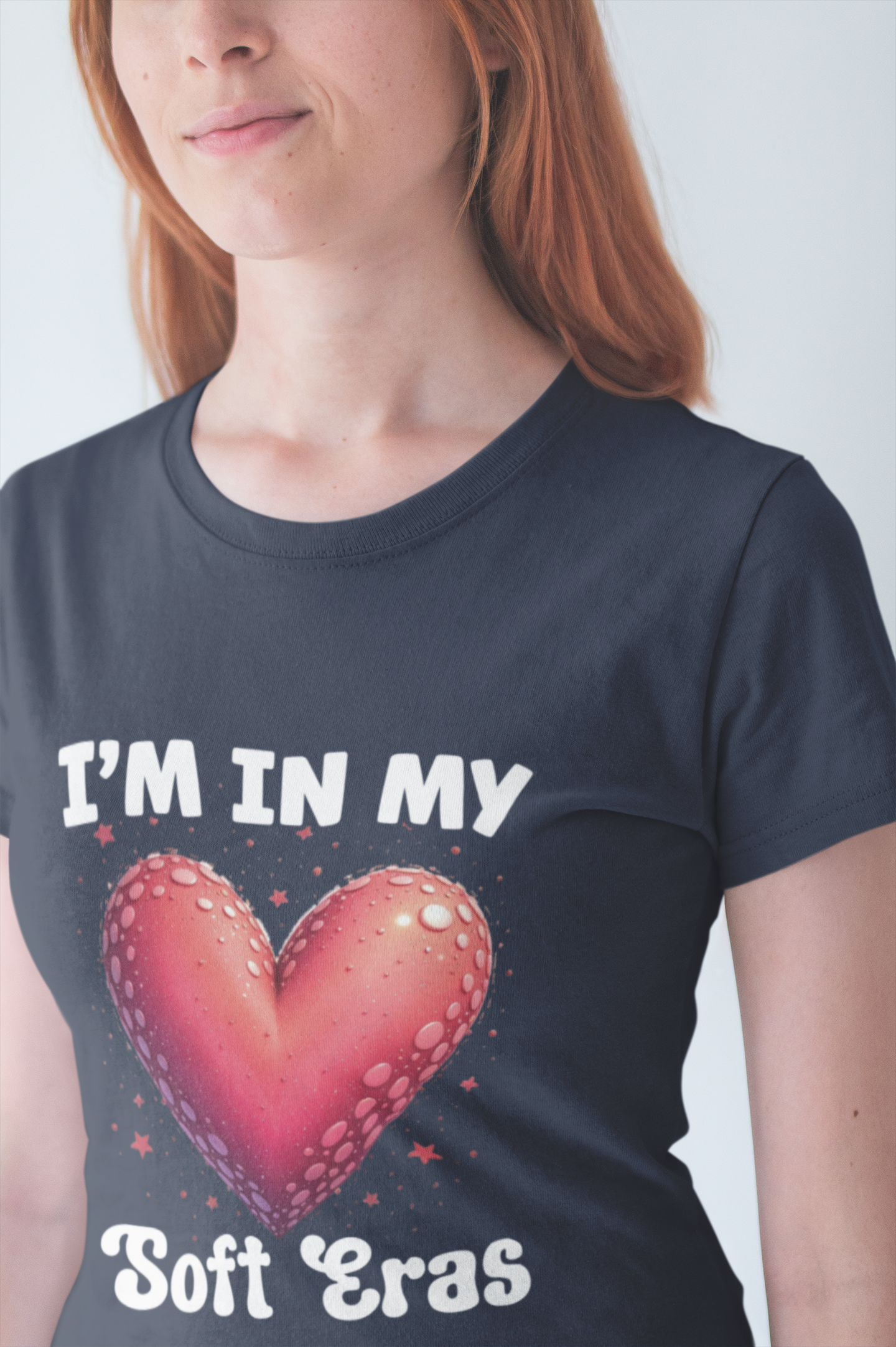 I'm In My Soft Eras – Embossed Red Heart & Star Accents Graphic T-Shirt