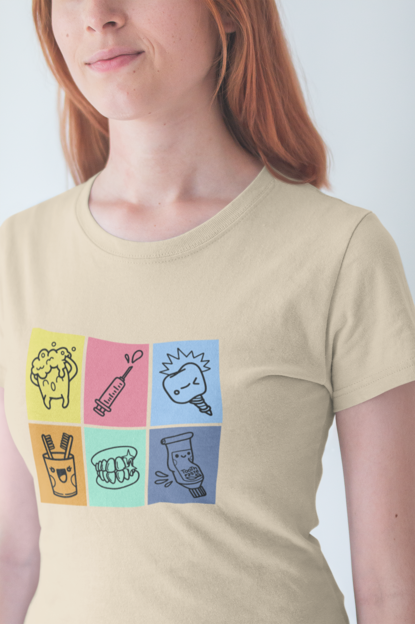 Colorful Dental Fun T Shirt Six Box Tooth Bath Syringe Implant Smile Toothpaste