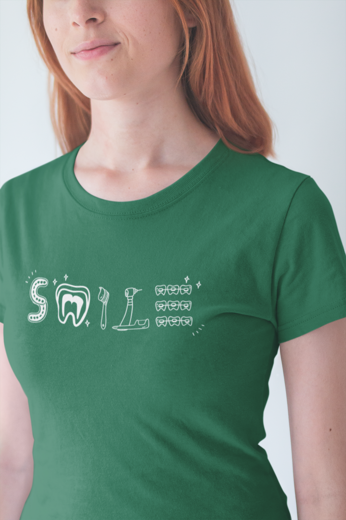 Smile TShirt Dental Cleaning Tools Art Toothbrush Floss Scaler Design