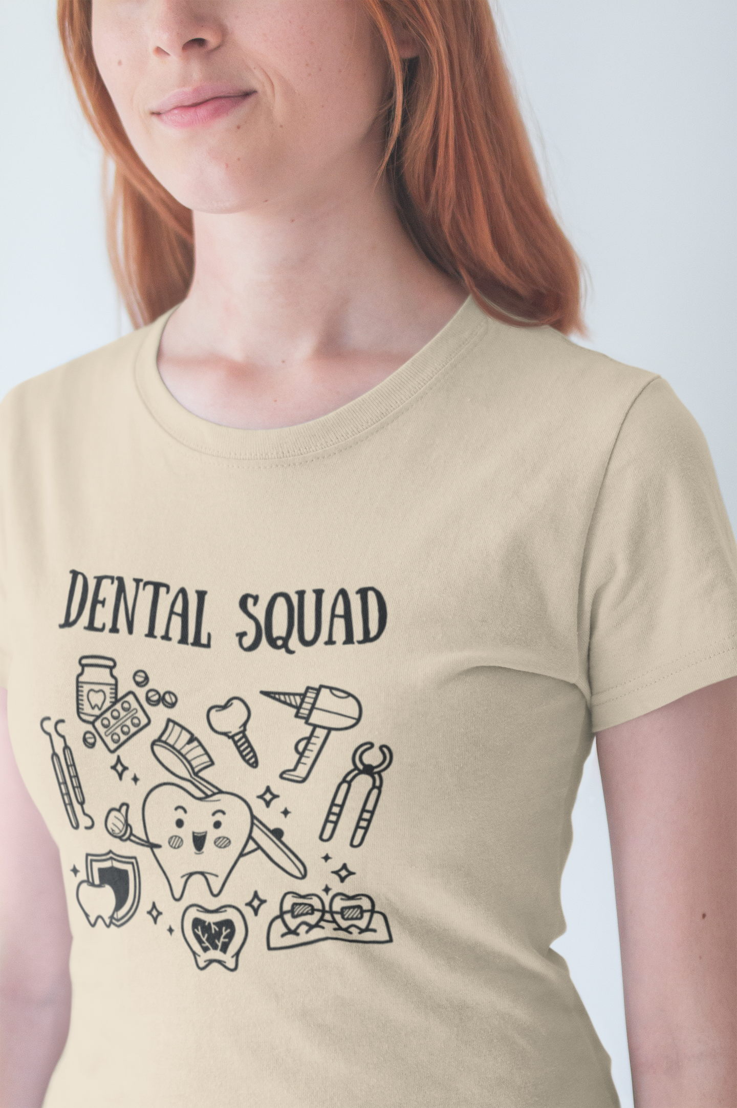 Dental Squad T Shirt Tooth Centered with Dental Tools and Brush