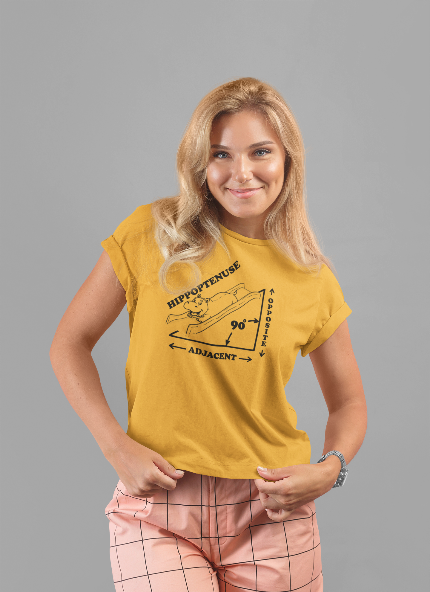 Math Joke Shirt – Hippopotenuse Hippo Right Triangle Graphic