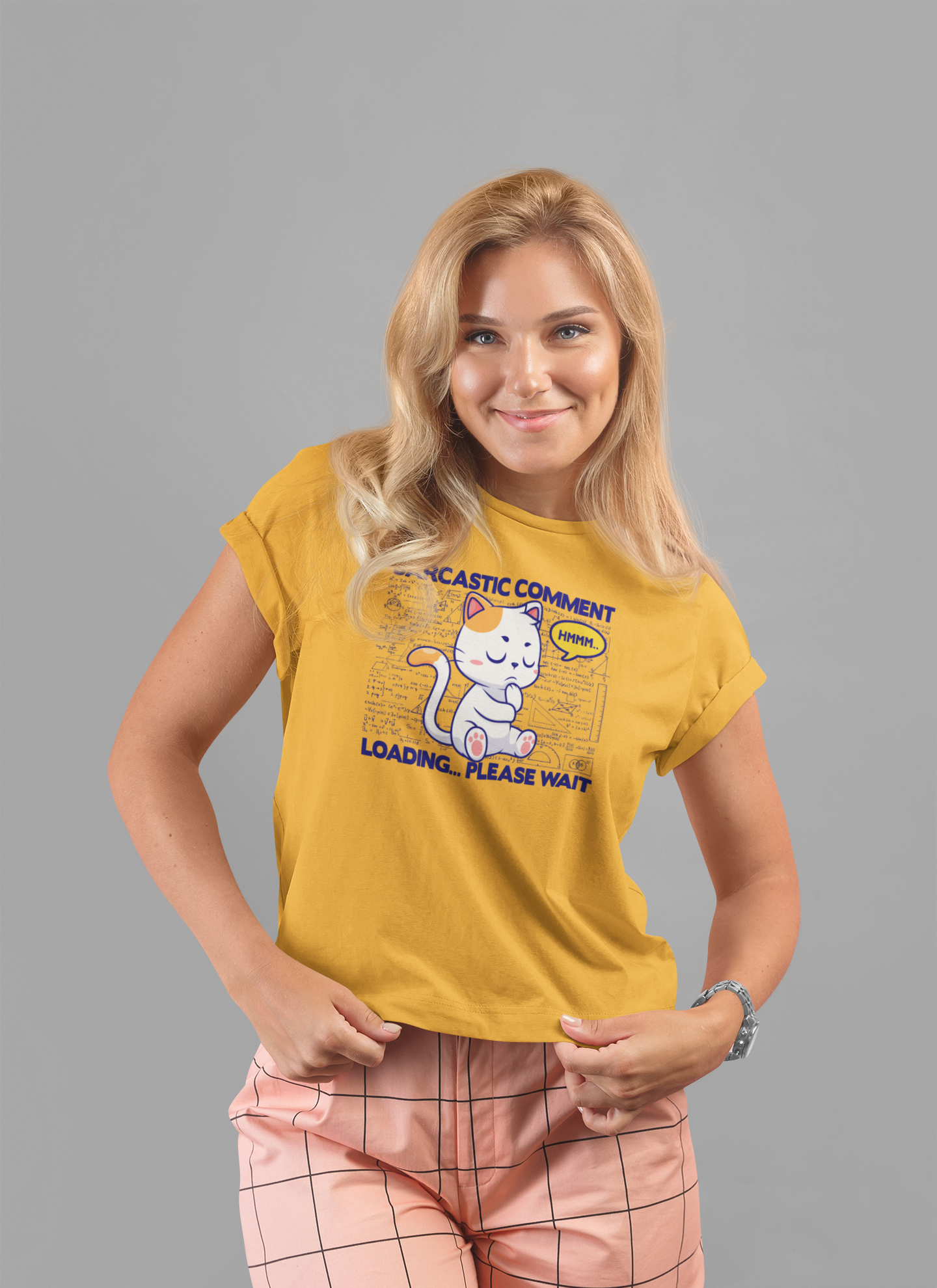 Sarcastic Comment Loading Tshirt Cat - Math Diagrams Formula Graphic