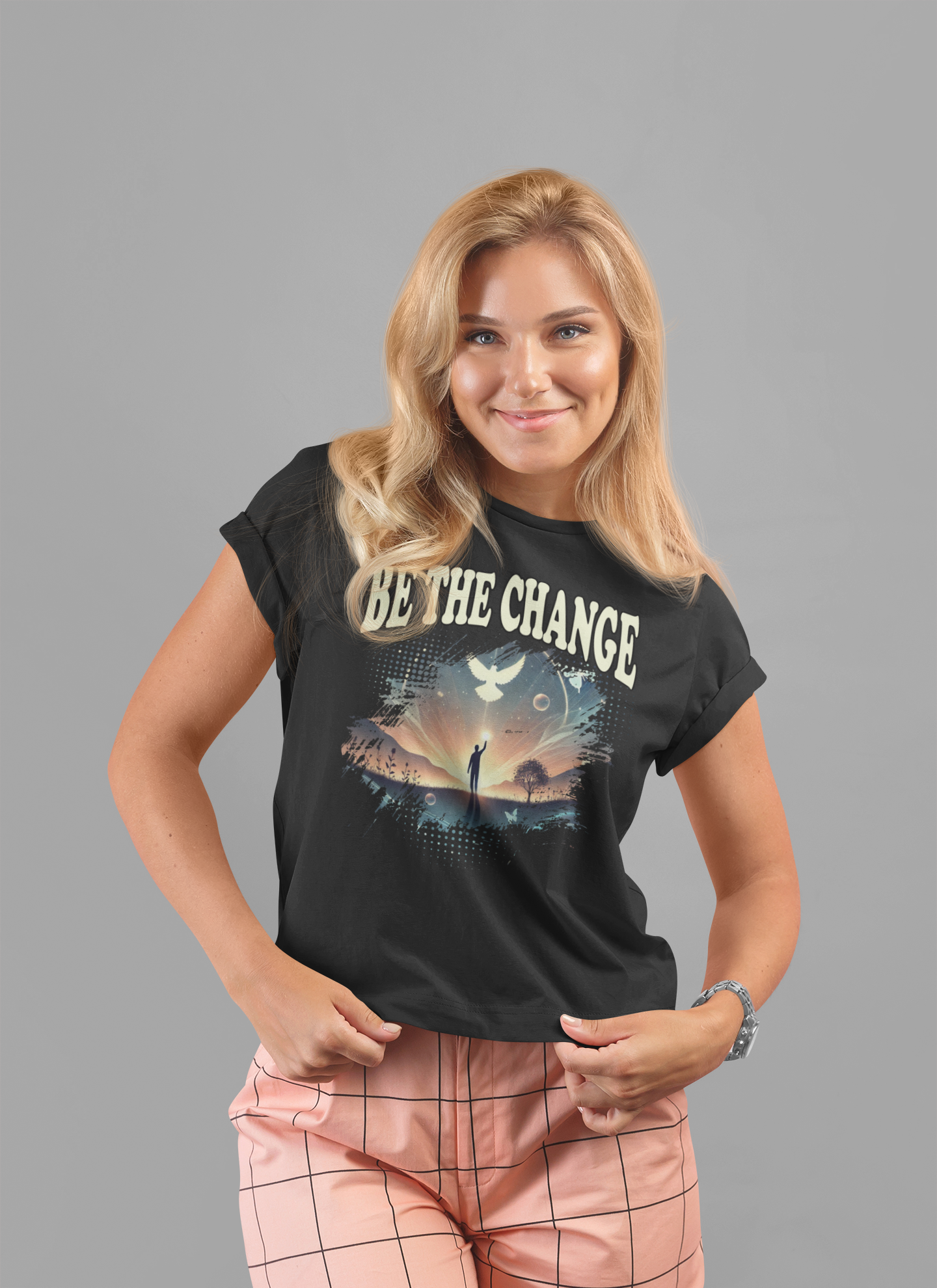Be the Change | Walking Toward Sunset & White Pigeon T-Shirt