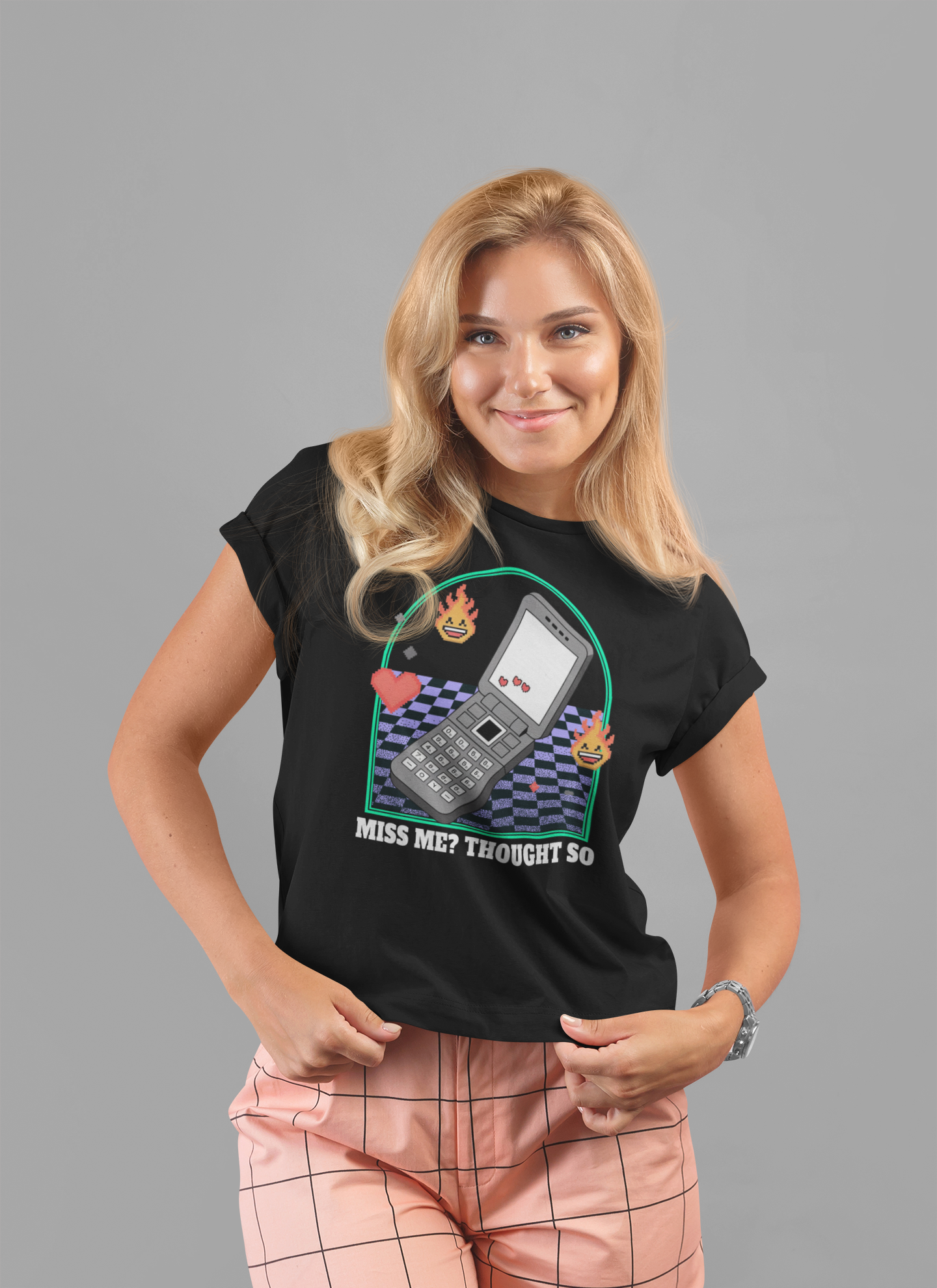 Miss Me? Thought So | Flip Phone & Playful Icons T-Shirt