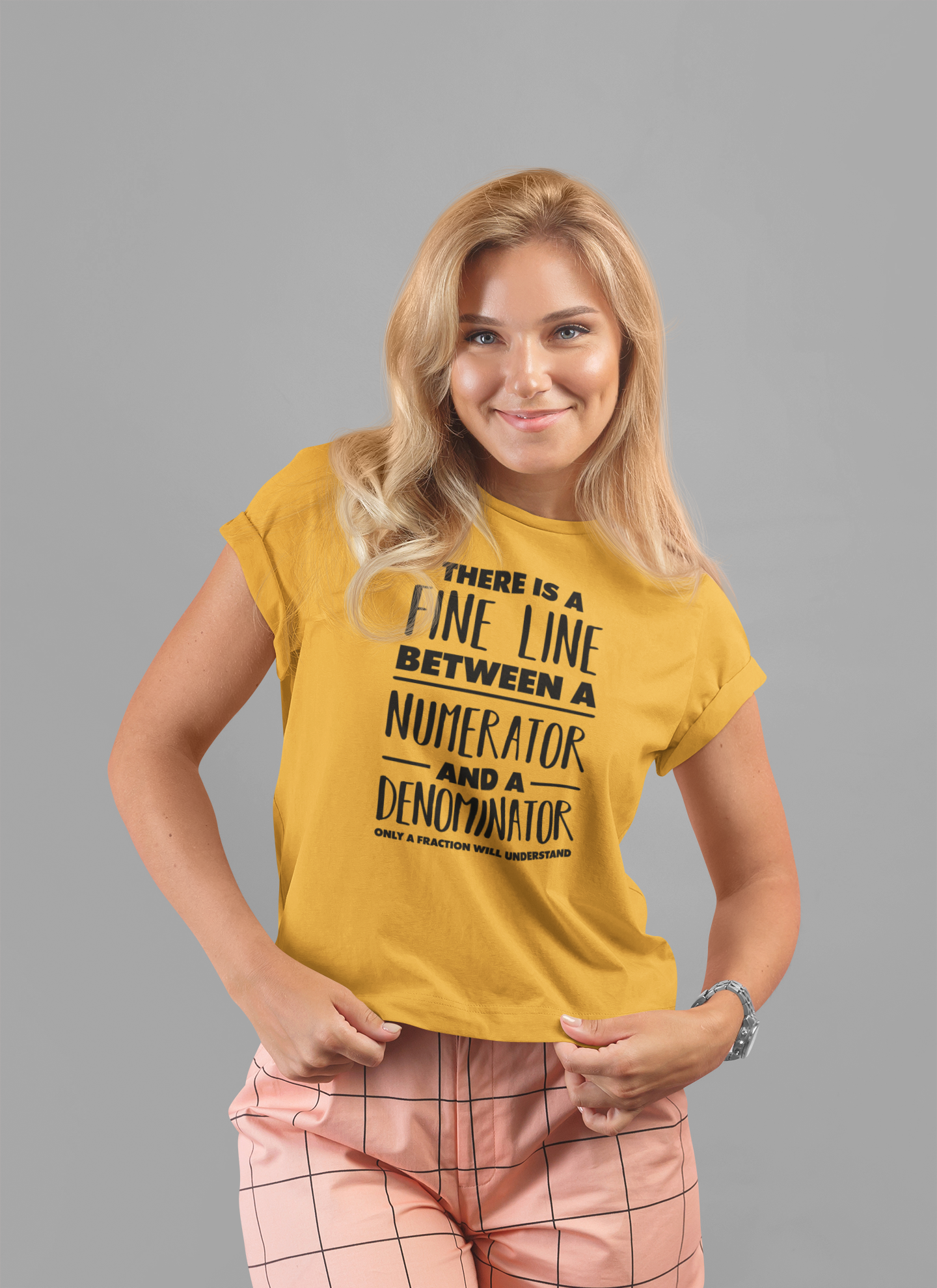 Math Humor Shirt – Fine Line Numerator Denominator Fraction Pun