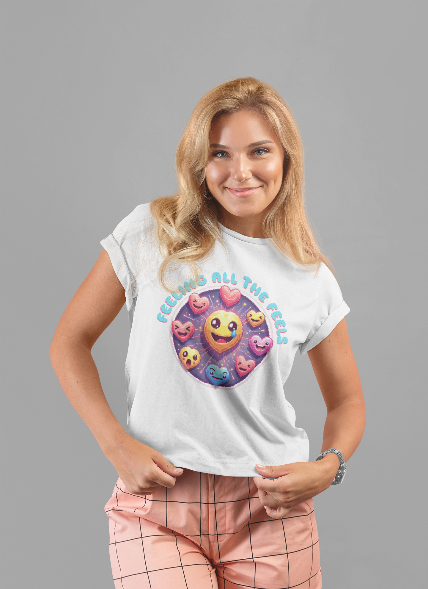 Feeling All the Feels – Heart Emoji Expressions Graphic T-Shirt