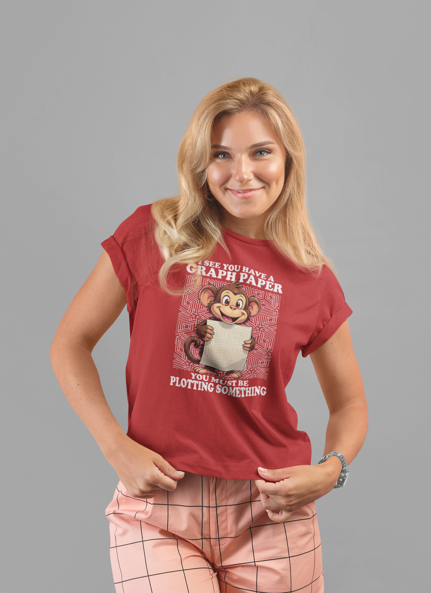 Math Humor Monkey T-Shirt – Plotting Something with Graph Paper