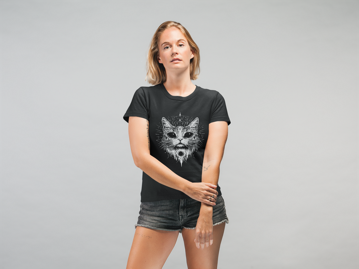 Mystic Moon Cat and Magic Mushrooms T-Shirt