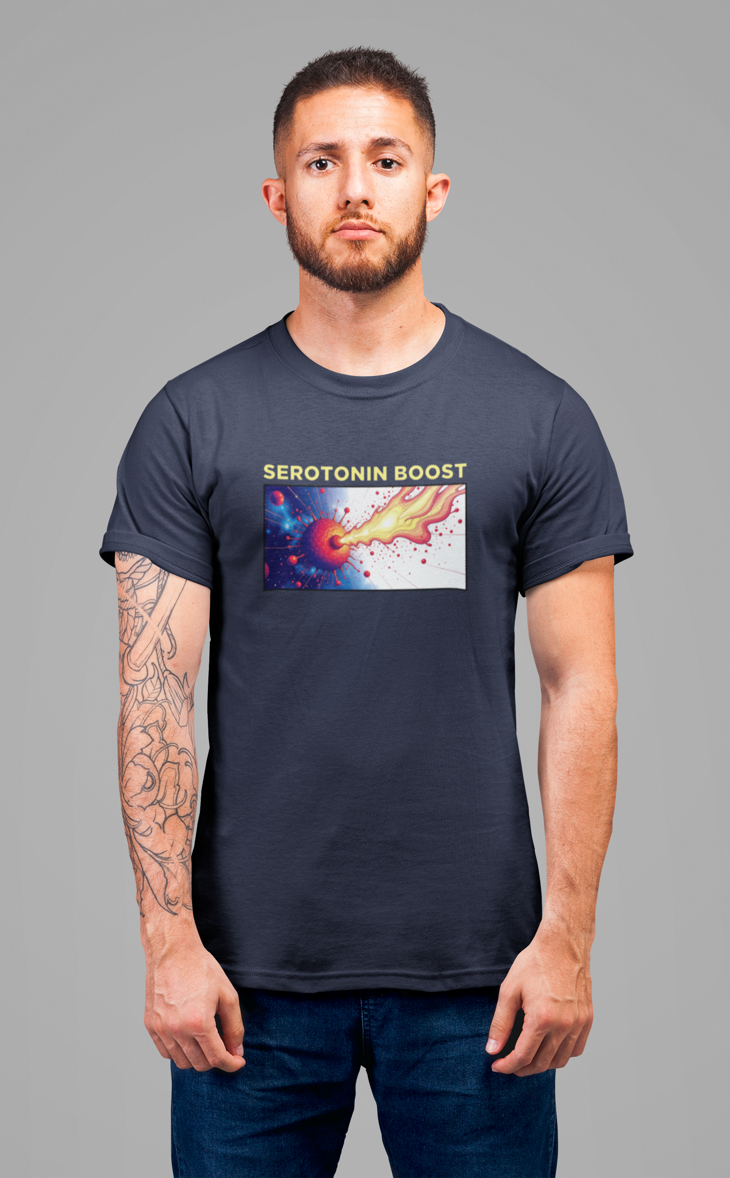 Serotonin Boost Shirt Mental Health Awareness Tee Featuring a Happy Brain and Positive Vibe for Science Lovers and Joy Seekers