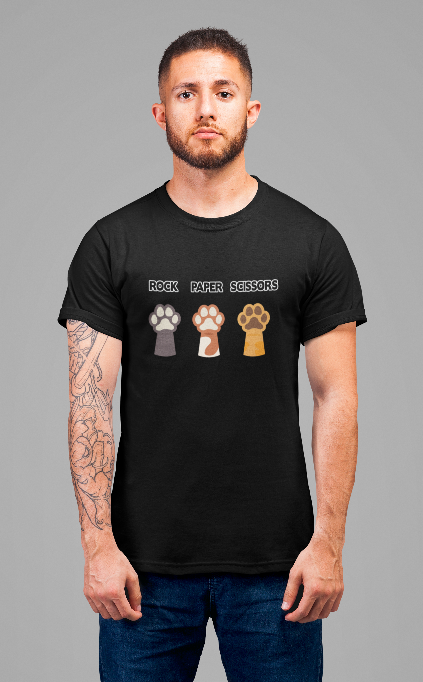Rock Paper Scissors Dog Paw Tshirt Funny Canine Game Design