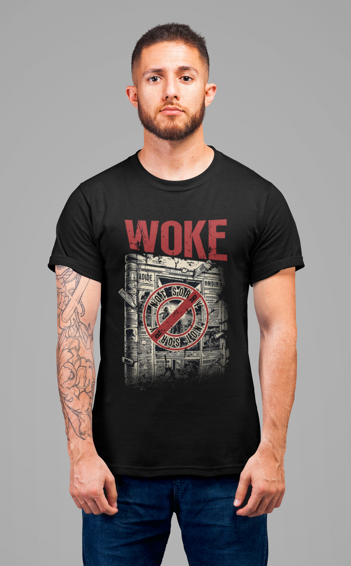 WOKE | Not Sorry Newspaper Graphic T-Shirt