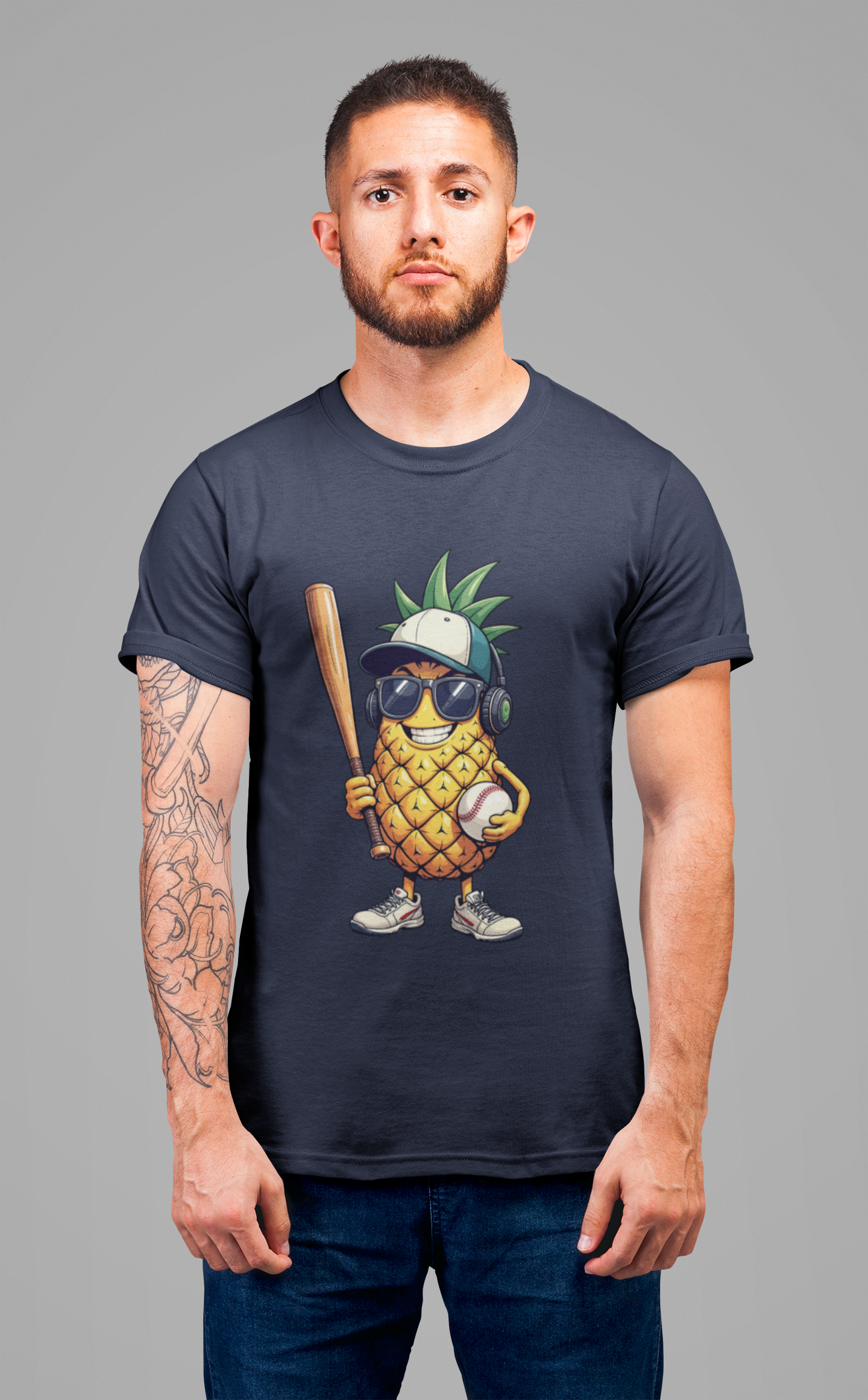 Pineapple Baseball Aggressive Mascot Tshirt Cool Fruit Sports Character