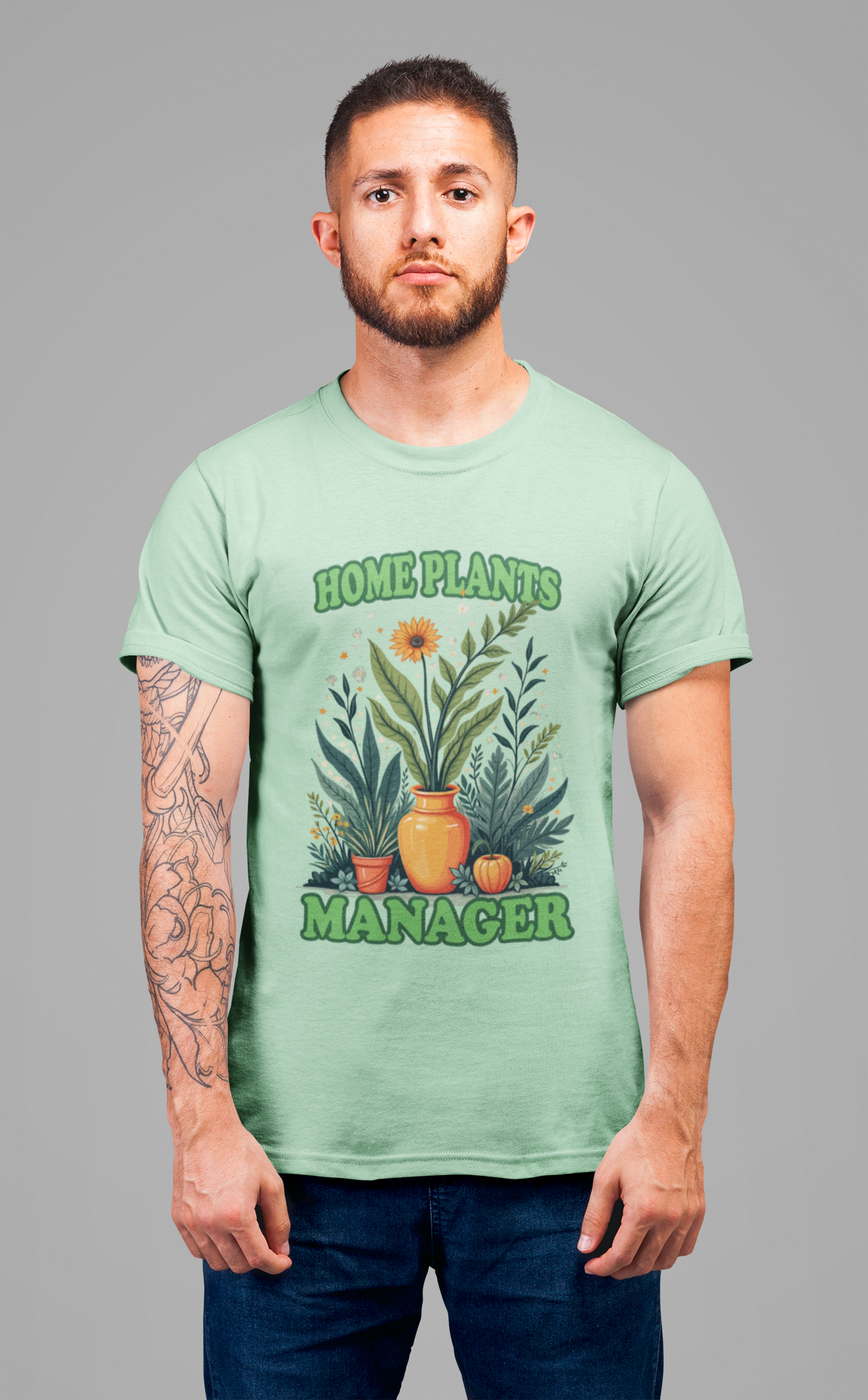 Home Plants Manager Tshirt – Botanical Flower Pots Graphic