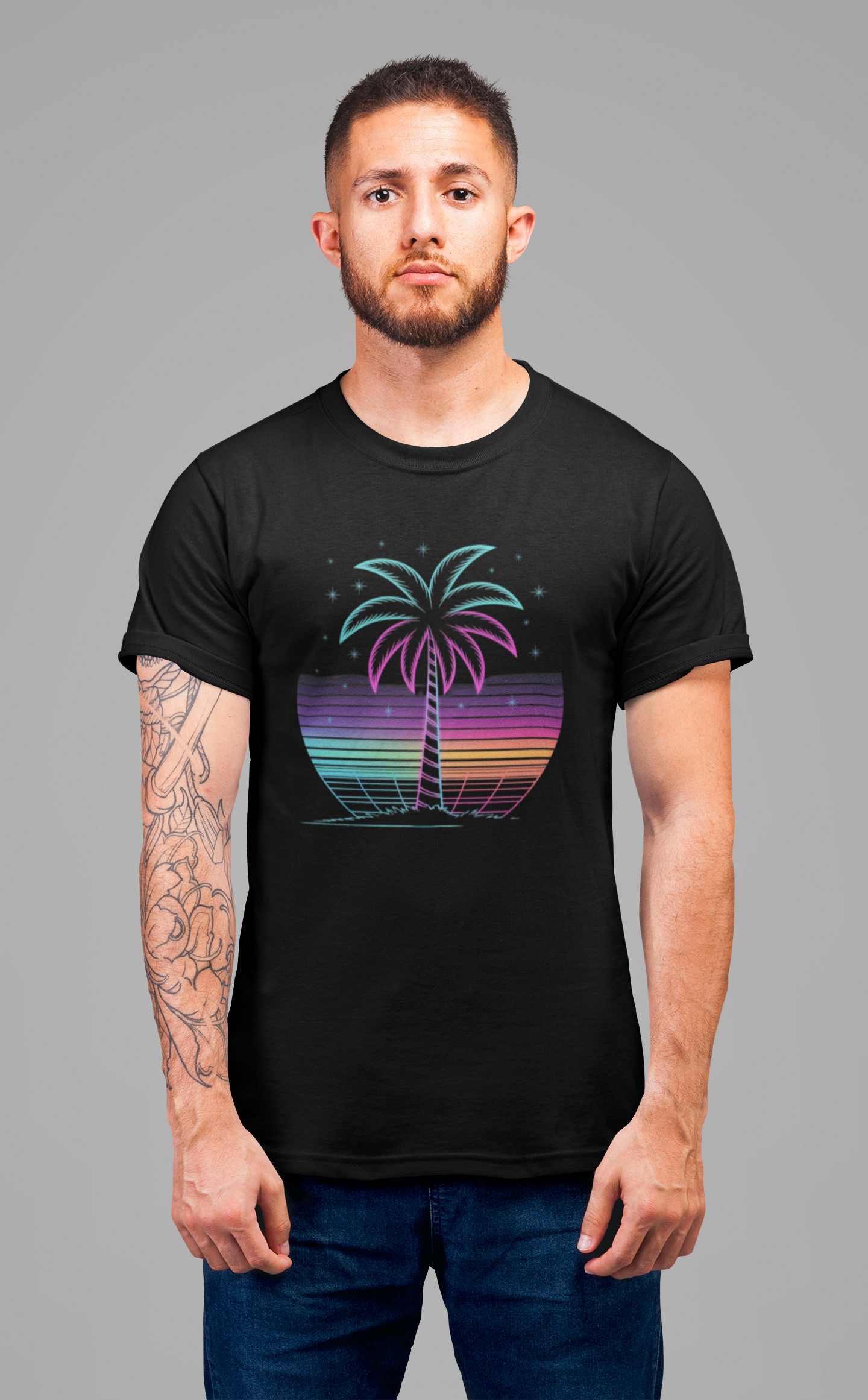 Tropical Nights Neon Lights – Glowing Beach Party Graphic T-Shirt
