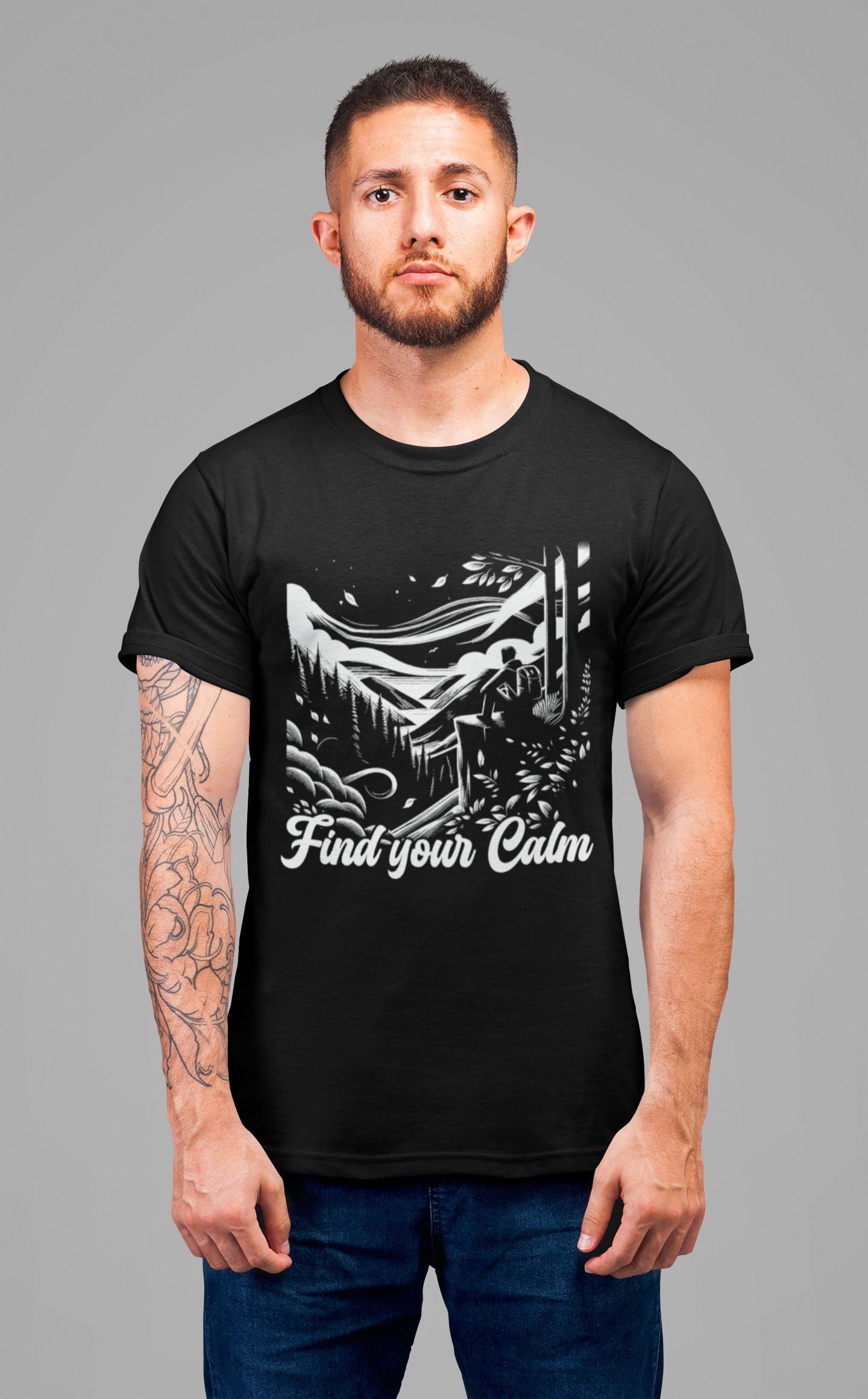 Breathe in the Wild Find Your Calm | Nature Reflection Graphic T-Shirt