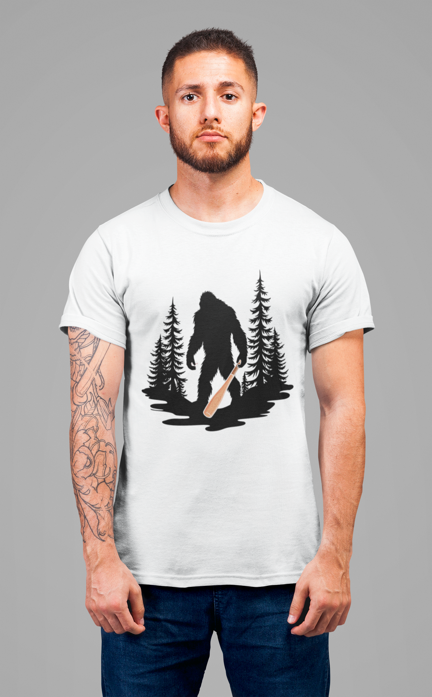 Big Foot Baseball Forest Adventure Tshirt Cryptid Sports Fan Design