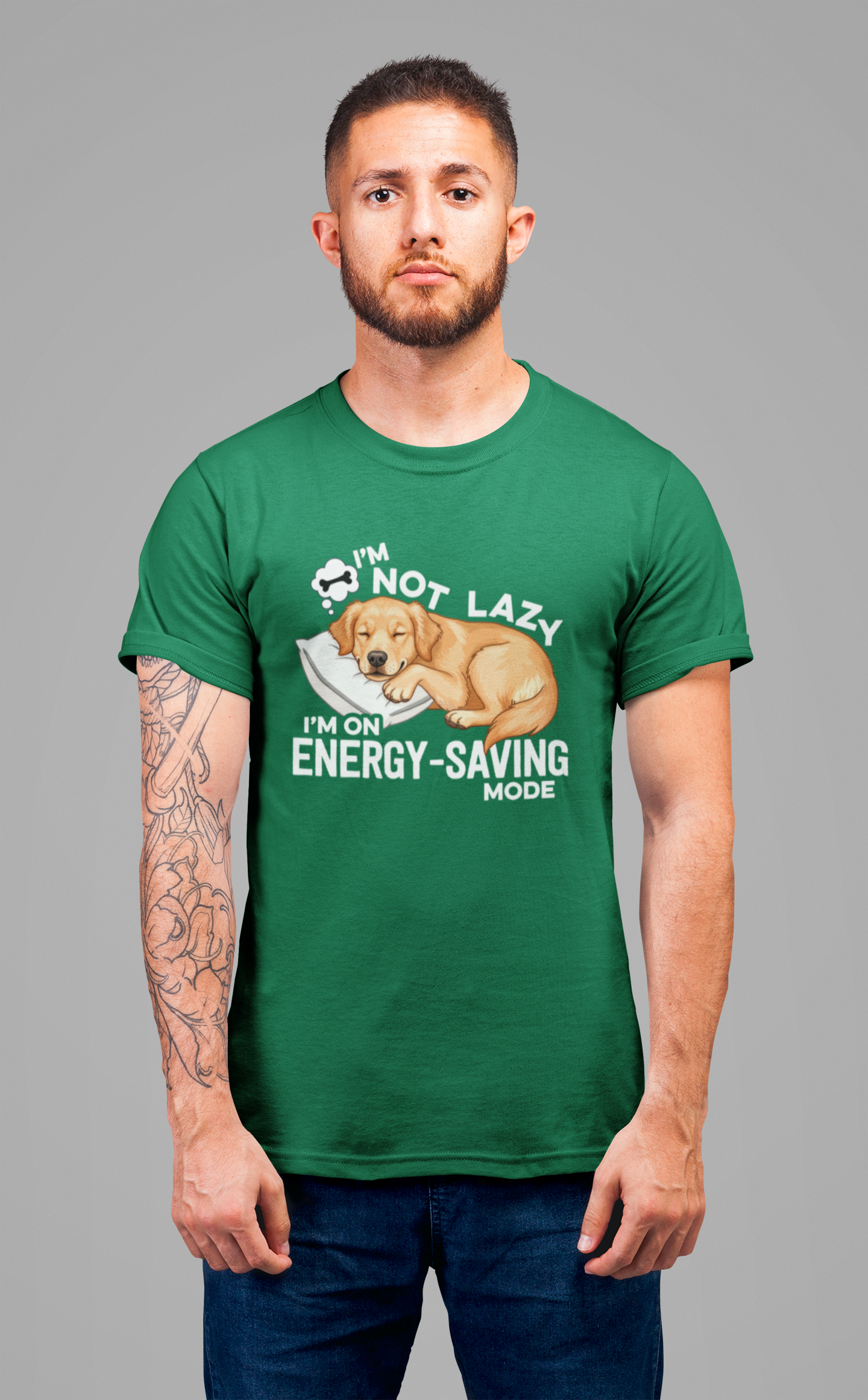 I’m Not Lazy I’m on Energy Saving Mode Tee, Dog Chill Shirt, Funny Pet Mood Graphic Tee, Nap Life Top, Animal Humor Gift