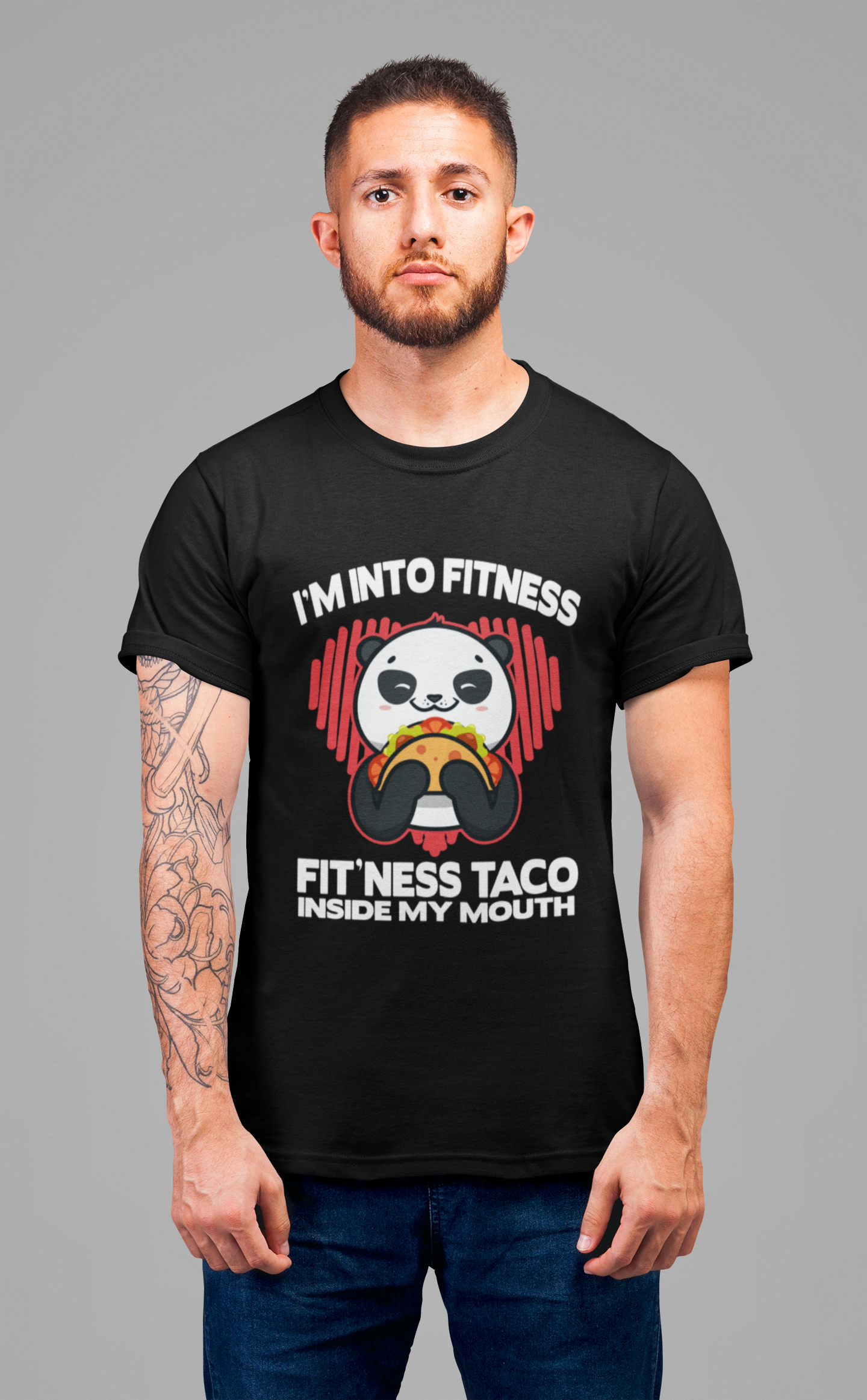 Im In to FitnessTaco Tshirt Panda Eating Large Taco Fitness Humor