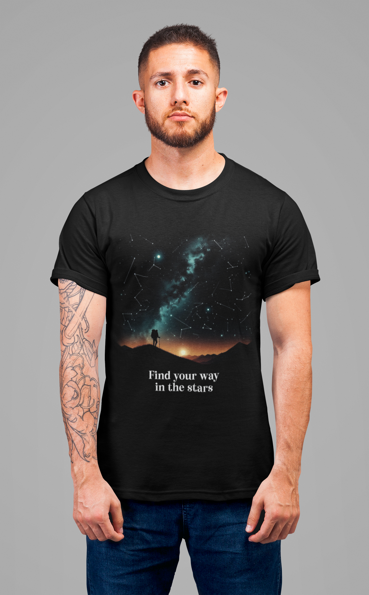 Starry Night Hiker Find Your Way in the Stars T-Shirt