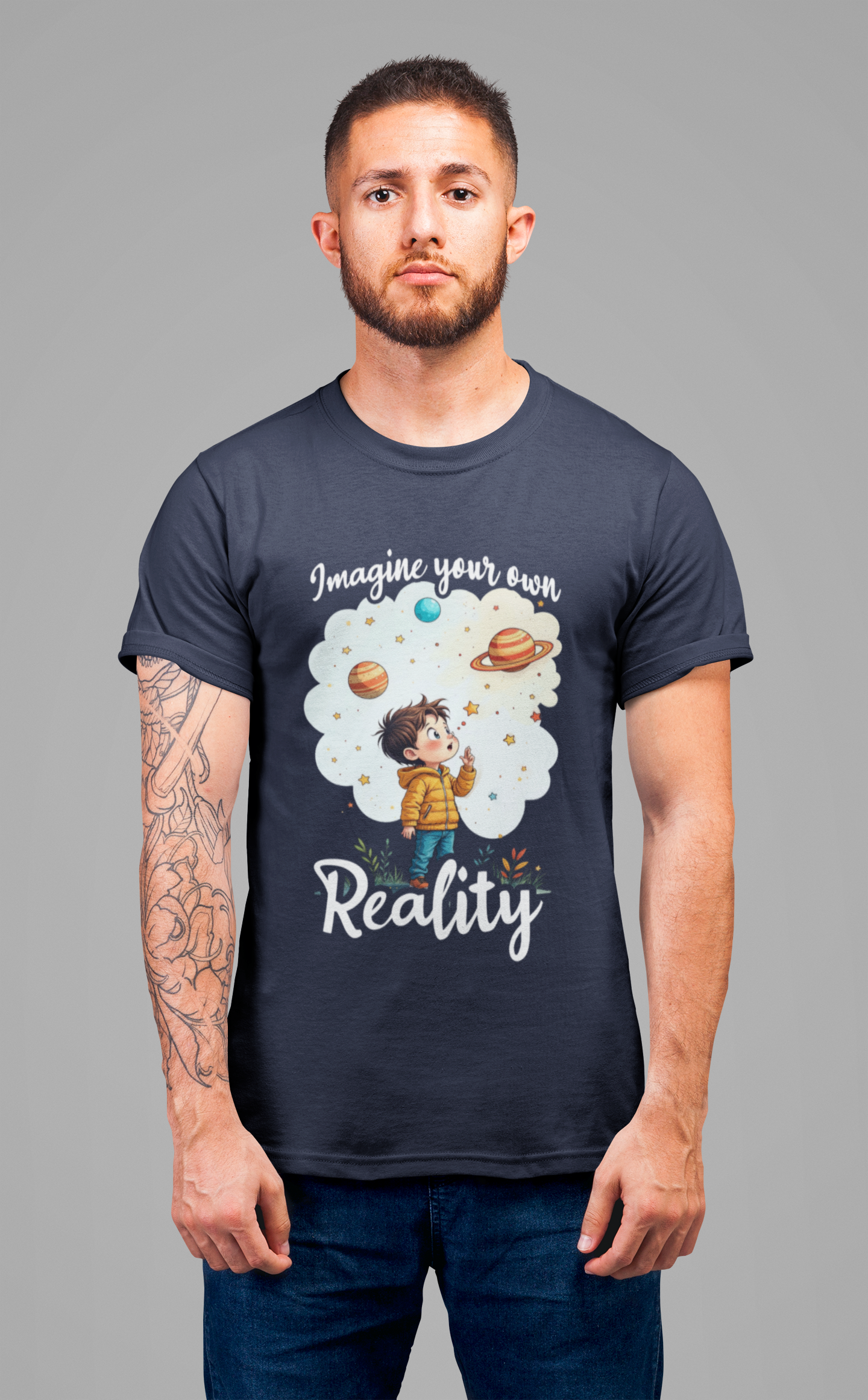 Digital Daydream - Imagine Your Own Reality – Toddler Dreaming Up Colorful Space Planets & Stars T-Shirt