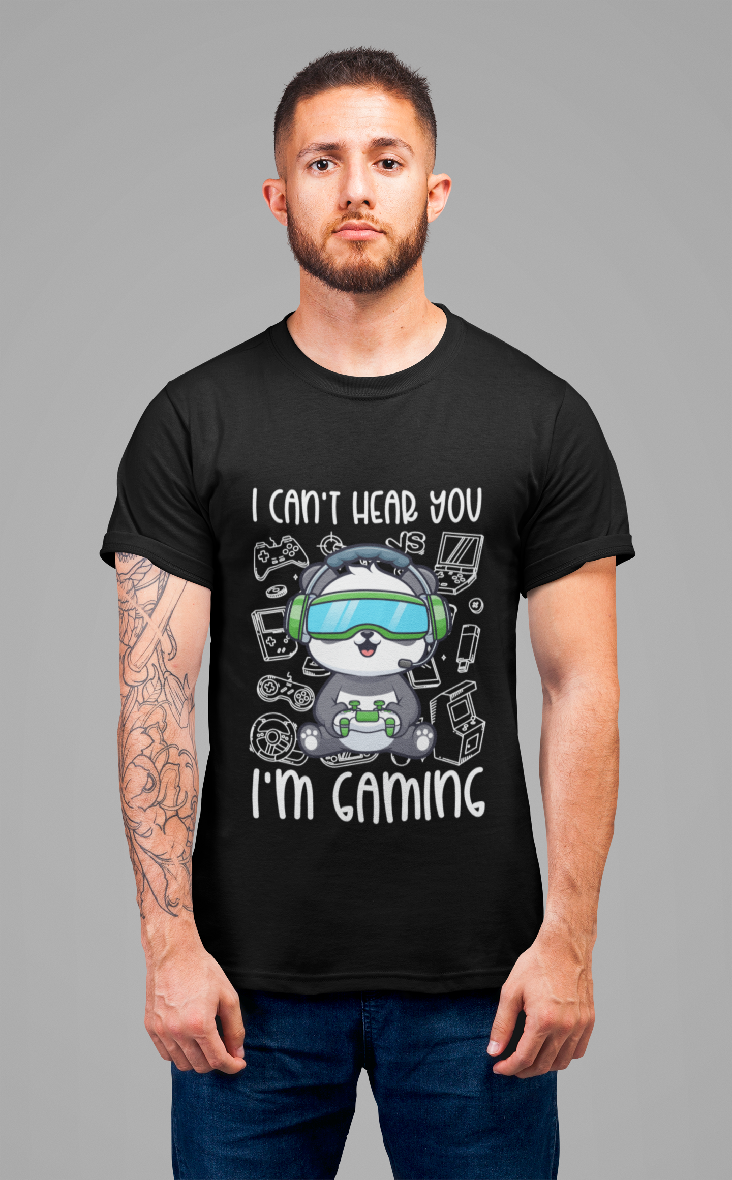 I Can’t Hear You I’m Gaming T-Shirt – Cute Puppy Gamer Headset Graphic Tee