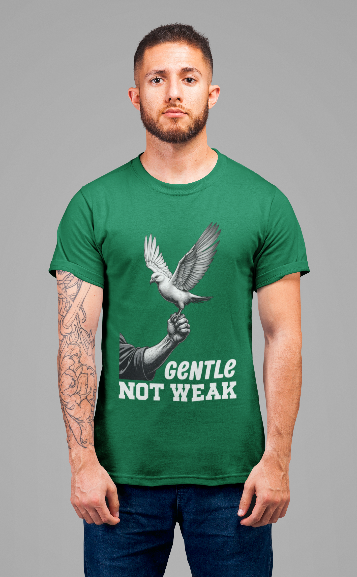 Gentle Not Weak T-Shirt – Dove and Hand Motivational Graphic Tee