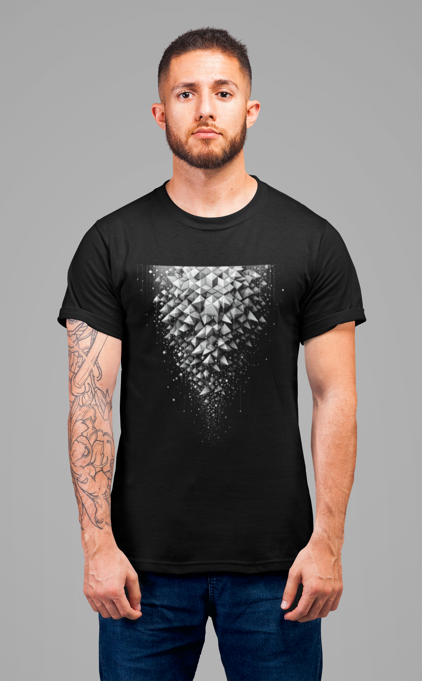 Hexagonal Flow – Falling Hexagon Pattern Graphic T-Shirt