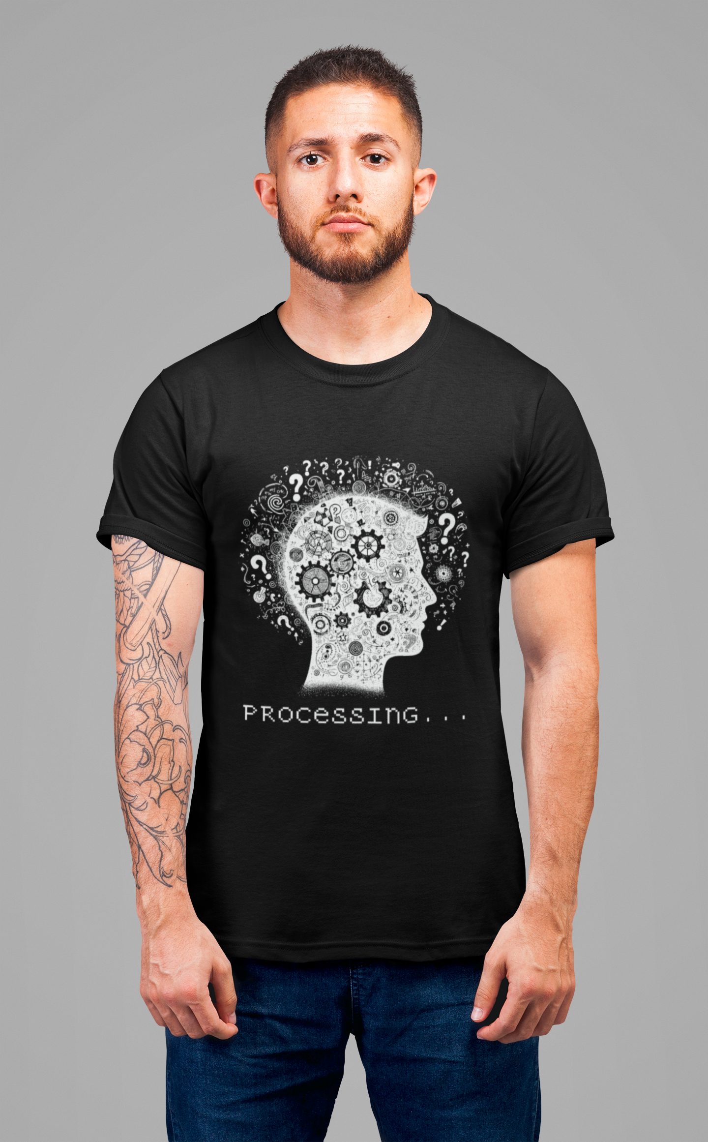 Processing... | Quirky Thinking Face T-Shirt