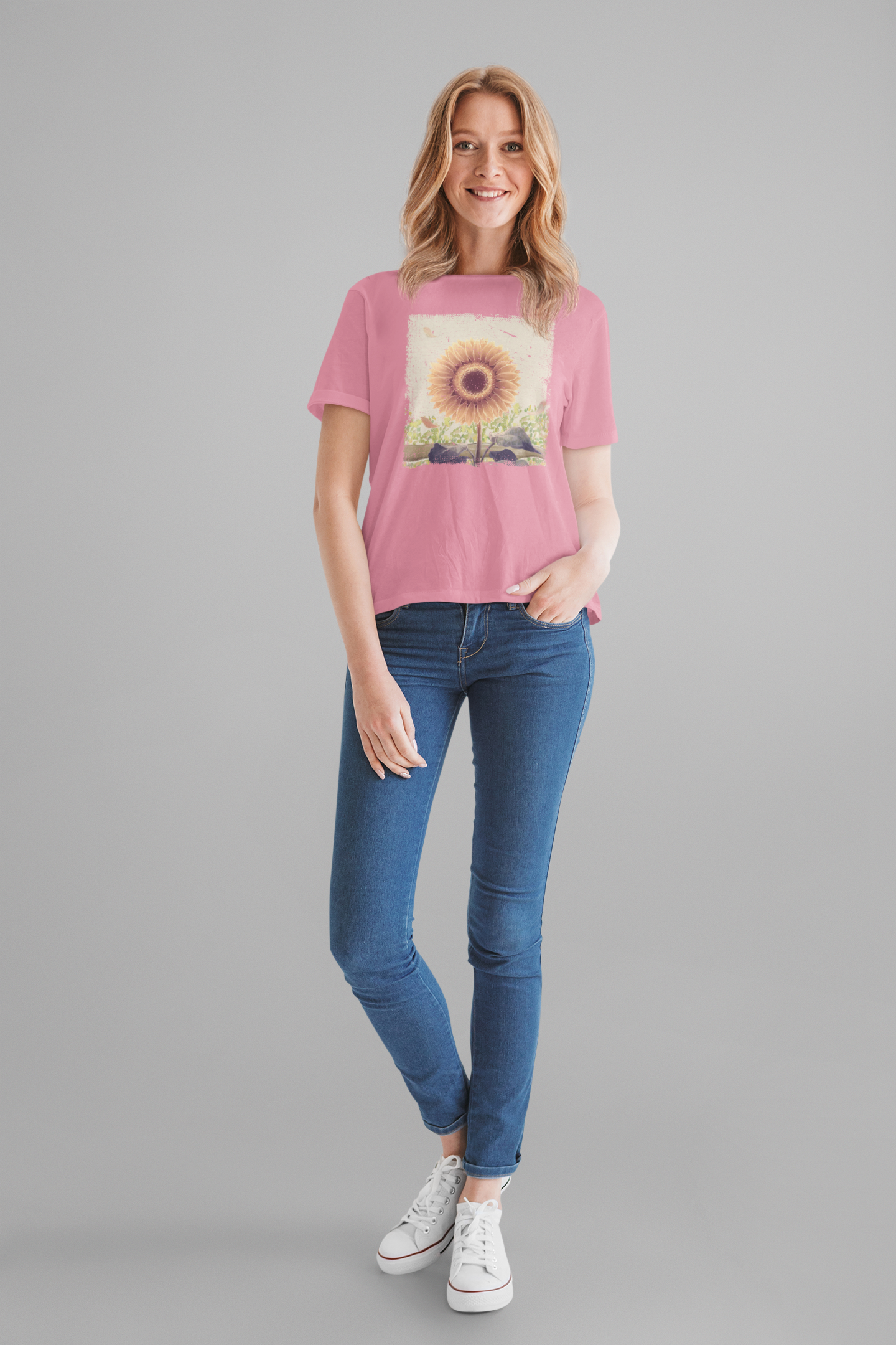Bloom & Glow – Large Sunflower Painting Graphic T-Shirt