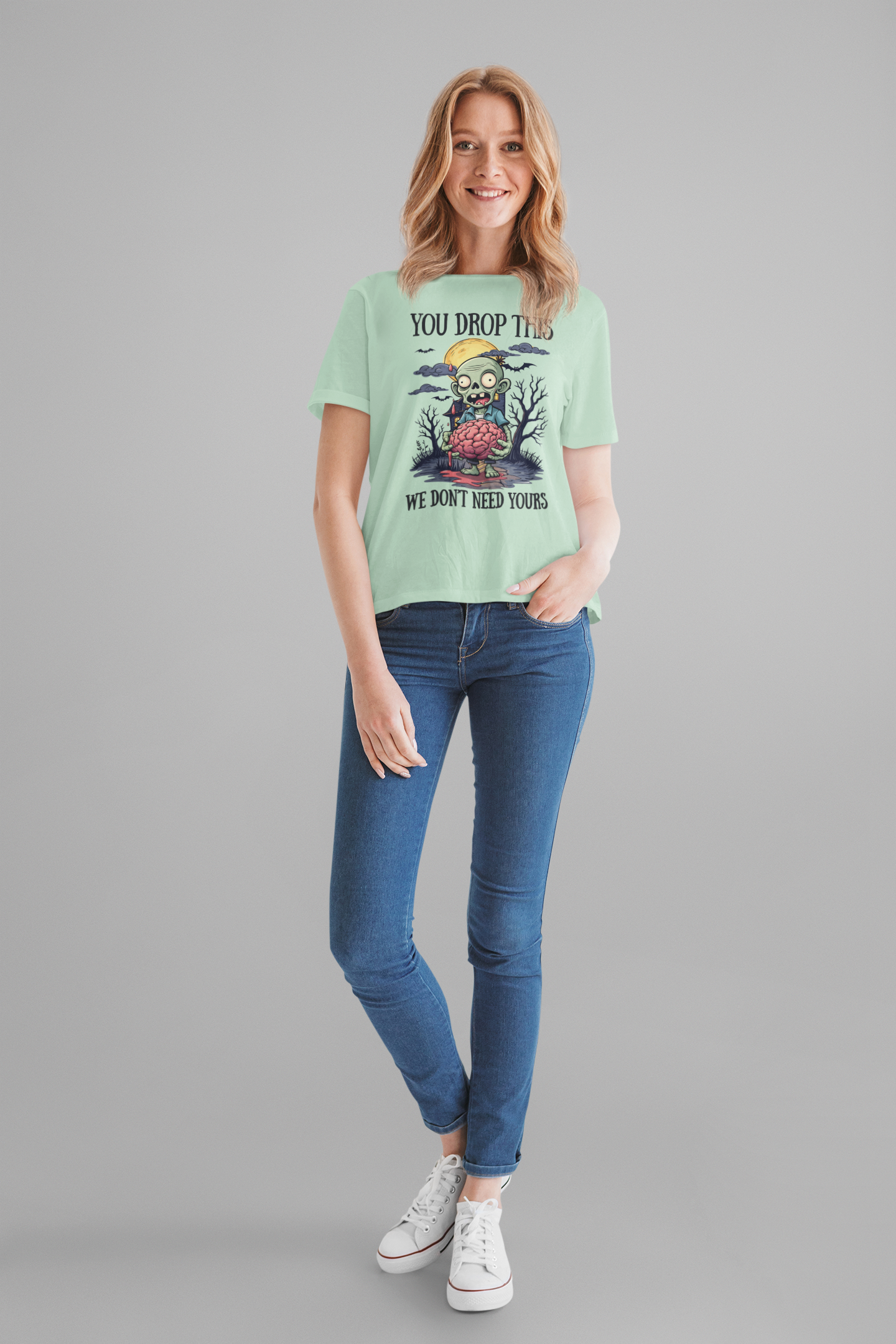 Your Drop This We Don't Need Yours Zombie Brain Full Moon T Shirt