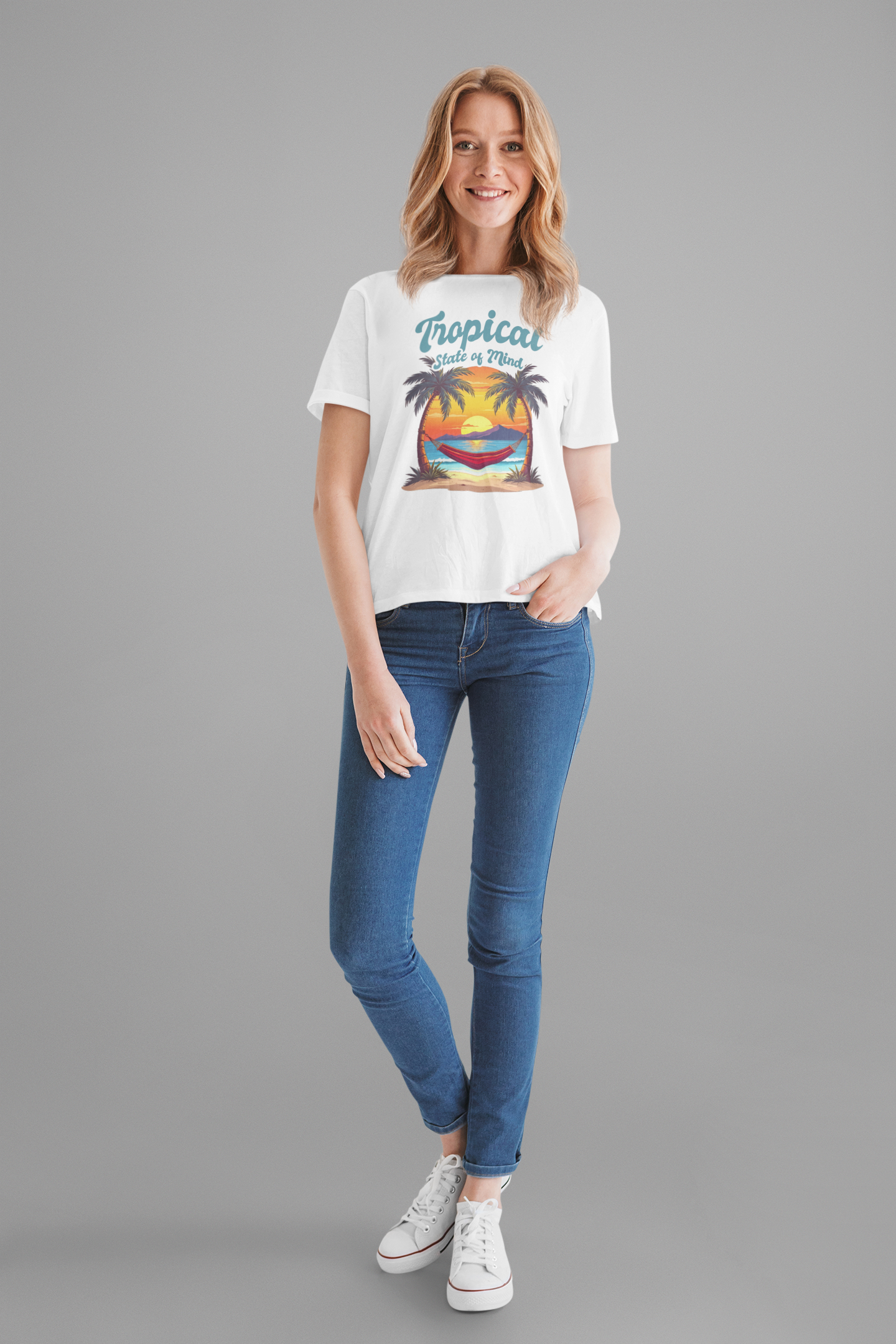 Tropical State of Mind Sunset Hammock Beach T-Shirt