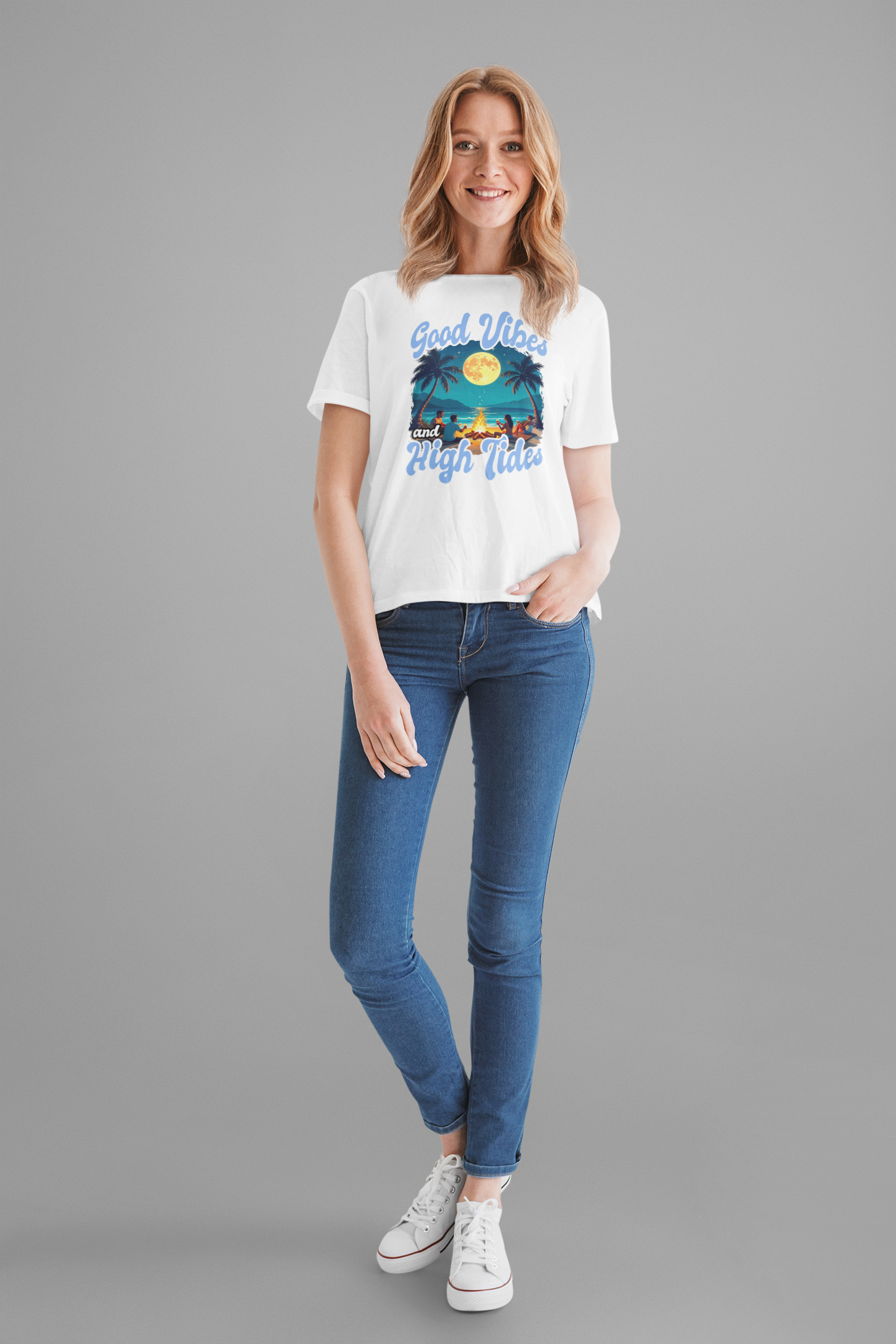 Good Vibes & High Tides - Beach Bonfire Night T-Shirt