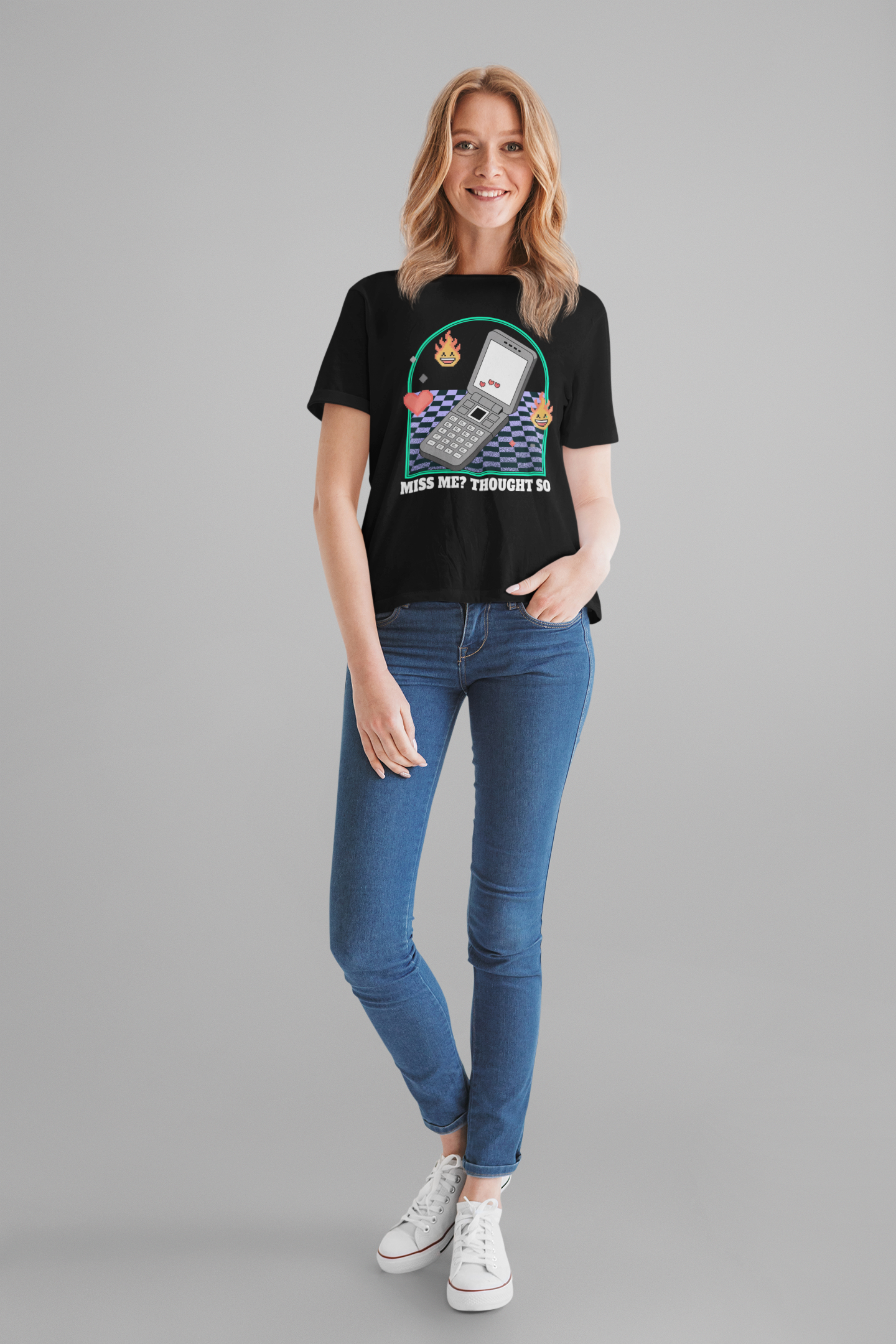 Miss Me? Thought So | Flip Phone & Playful Icons T-Shirt