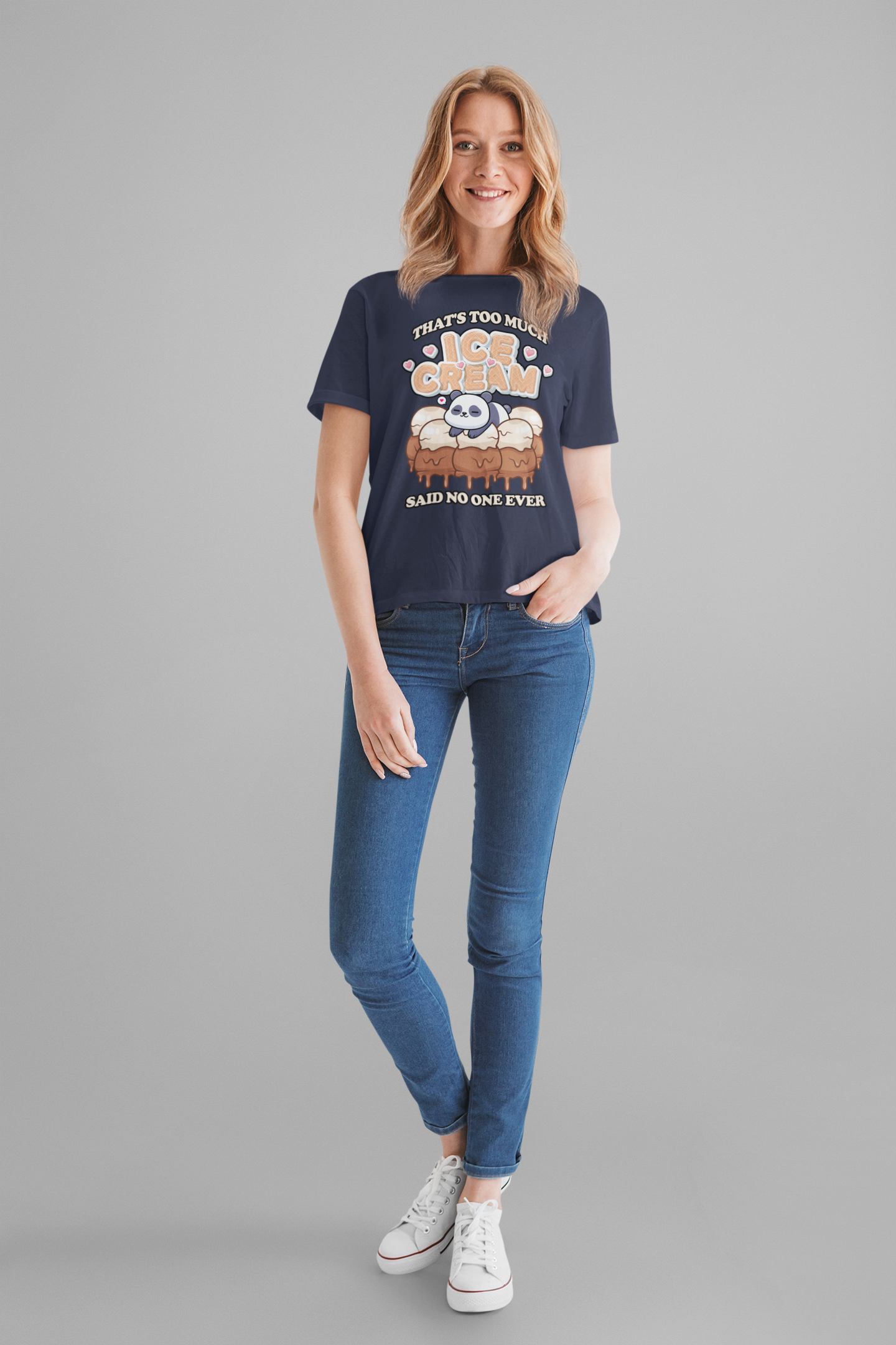 That’s Too Much Ice Cream Said No One Ever T-Shirt – Cute Baby Panda and Ice Cream Scoops Graphic Tee