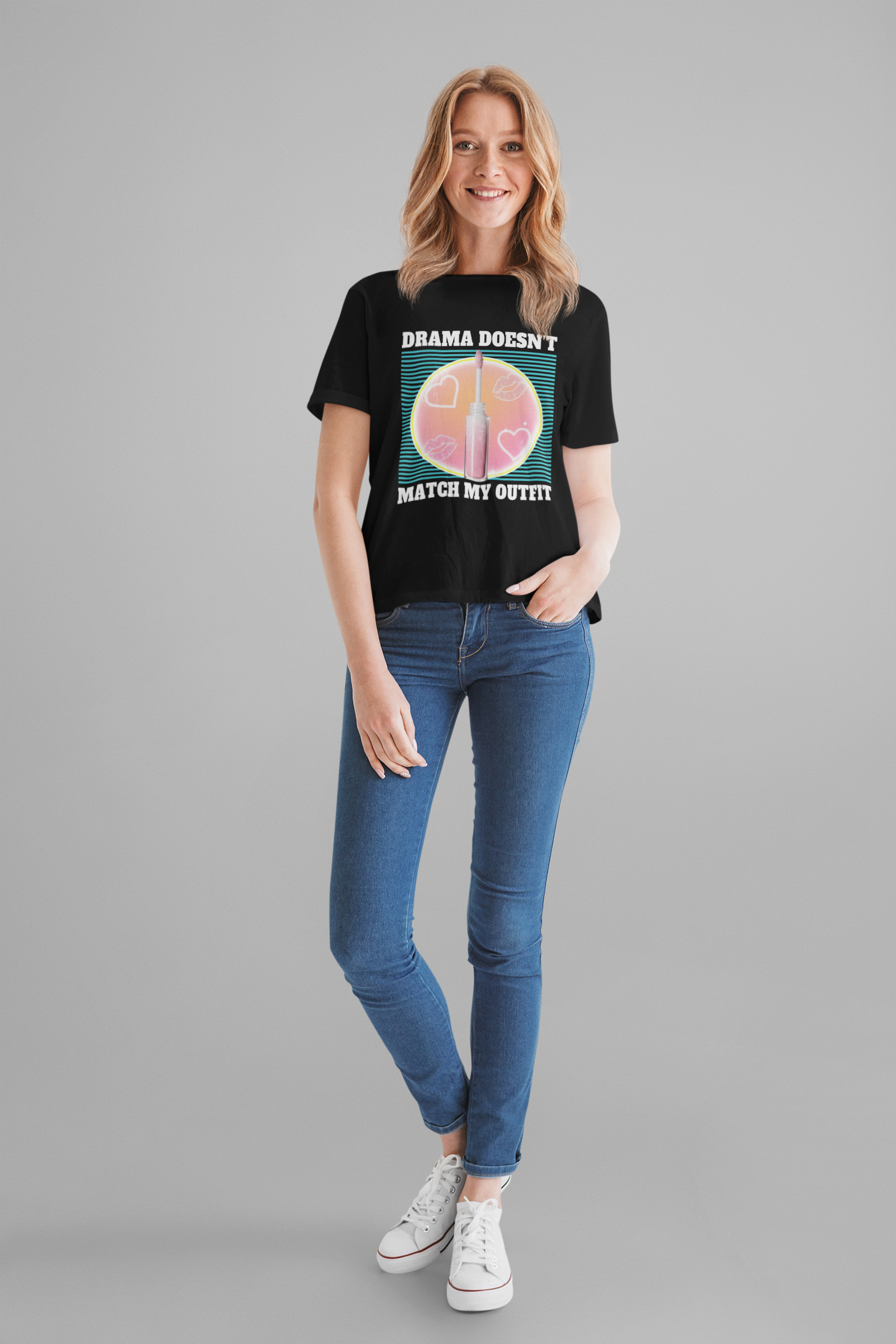 Drama Doesn’t Match My Outfit | Lip Gloss & Lips Print T-Shirt