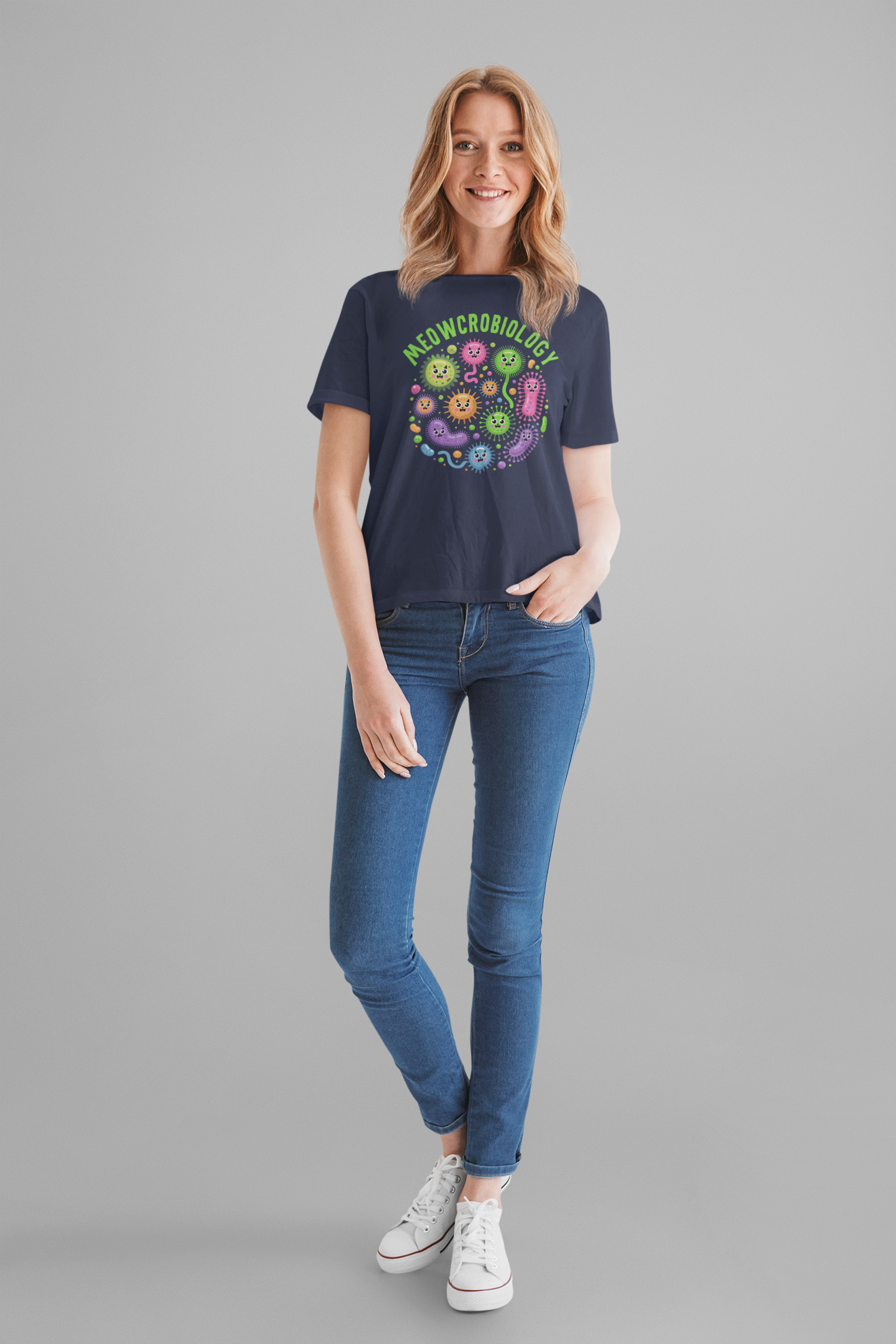 Science Biology Meowcrobiology Tshirt – Cat-Faced Microorganisms Science Pun
