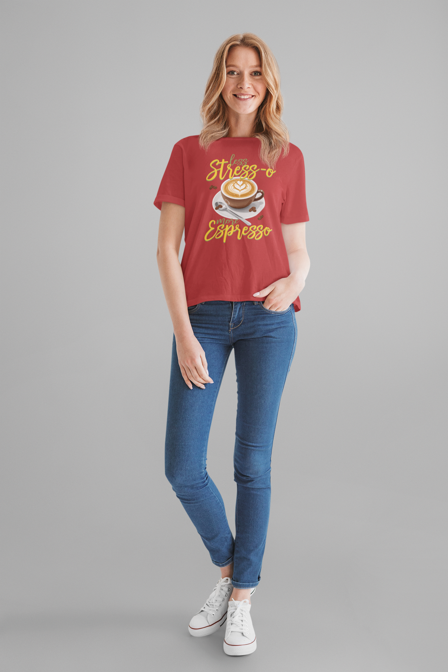 Less Stress-o More Espresso Tee, Coffee Lover Humor Shirt, Daily Grind Graphic Tee, Morning Mood Top, Caffeine First Gift