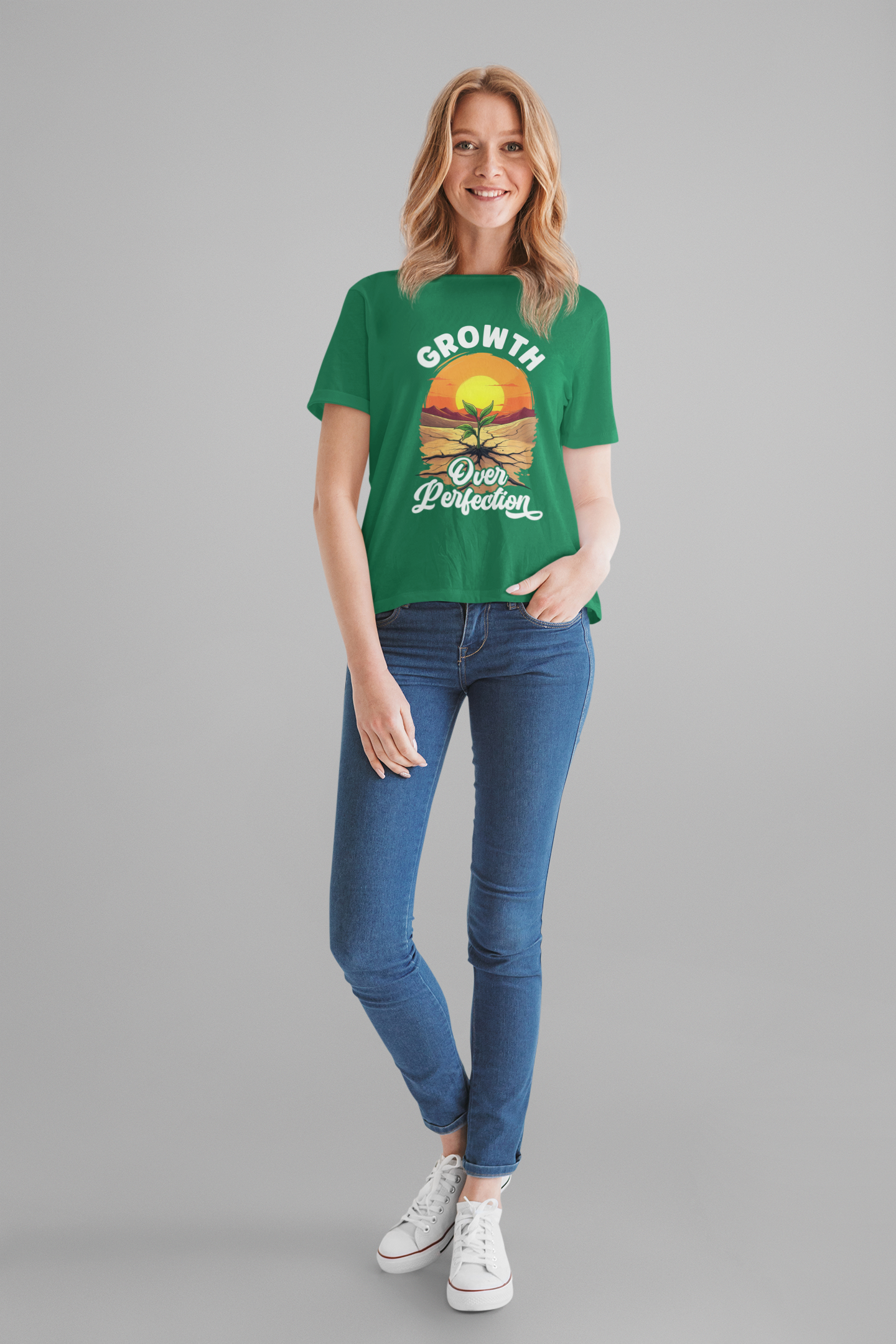 Growth Over Perfection Motivational T-Shirt – Sunrise Plant Design