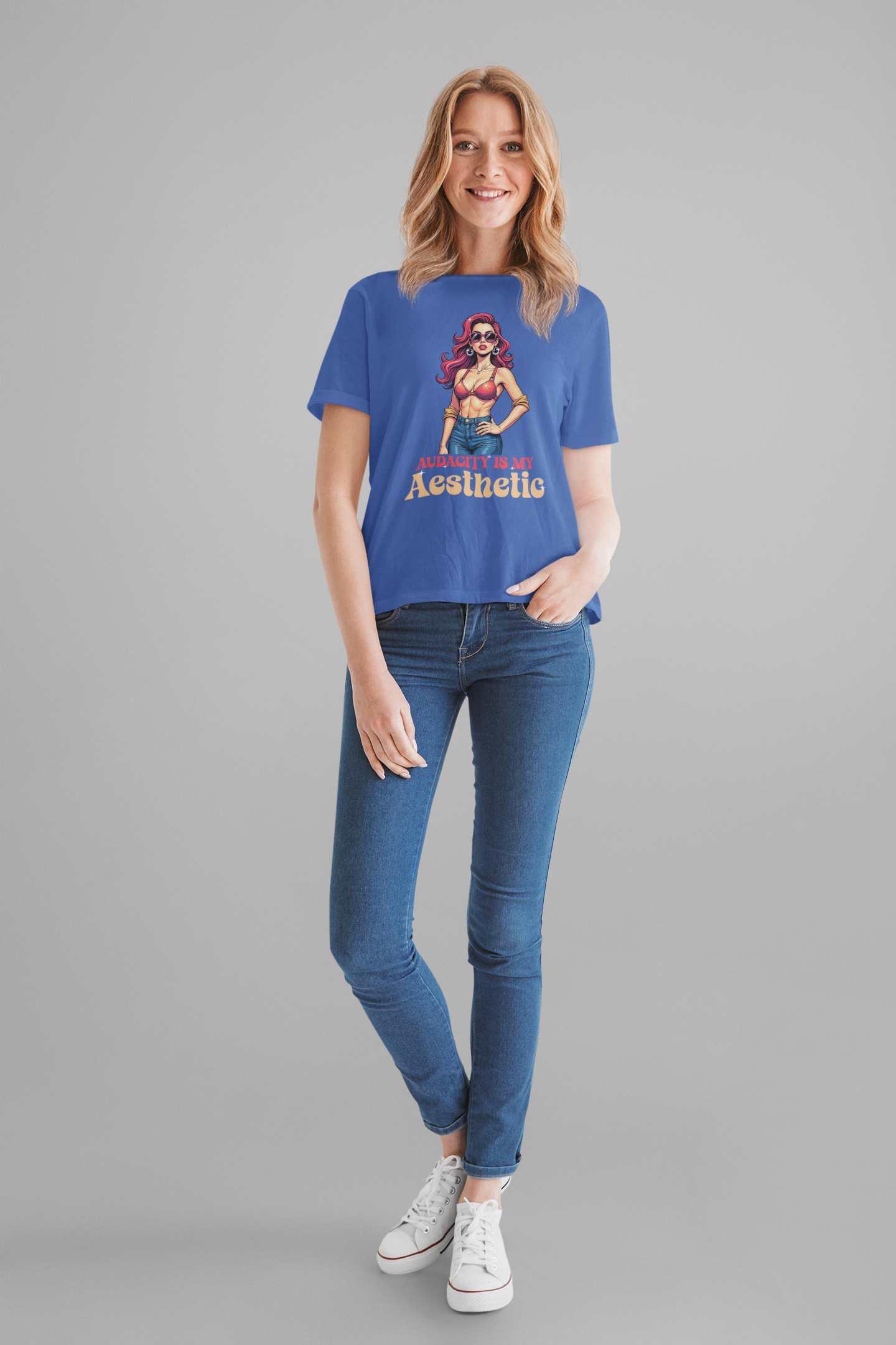 Audacity Is My Aesthetic – Stylish Woman with Sunglasses Graphic T-Shirt