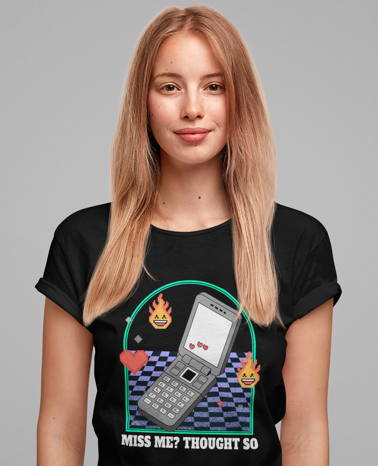 Miss Me? Thought So | Flip Phone & Playful Icons T-Shirt